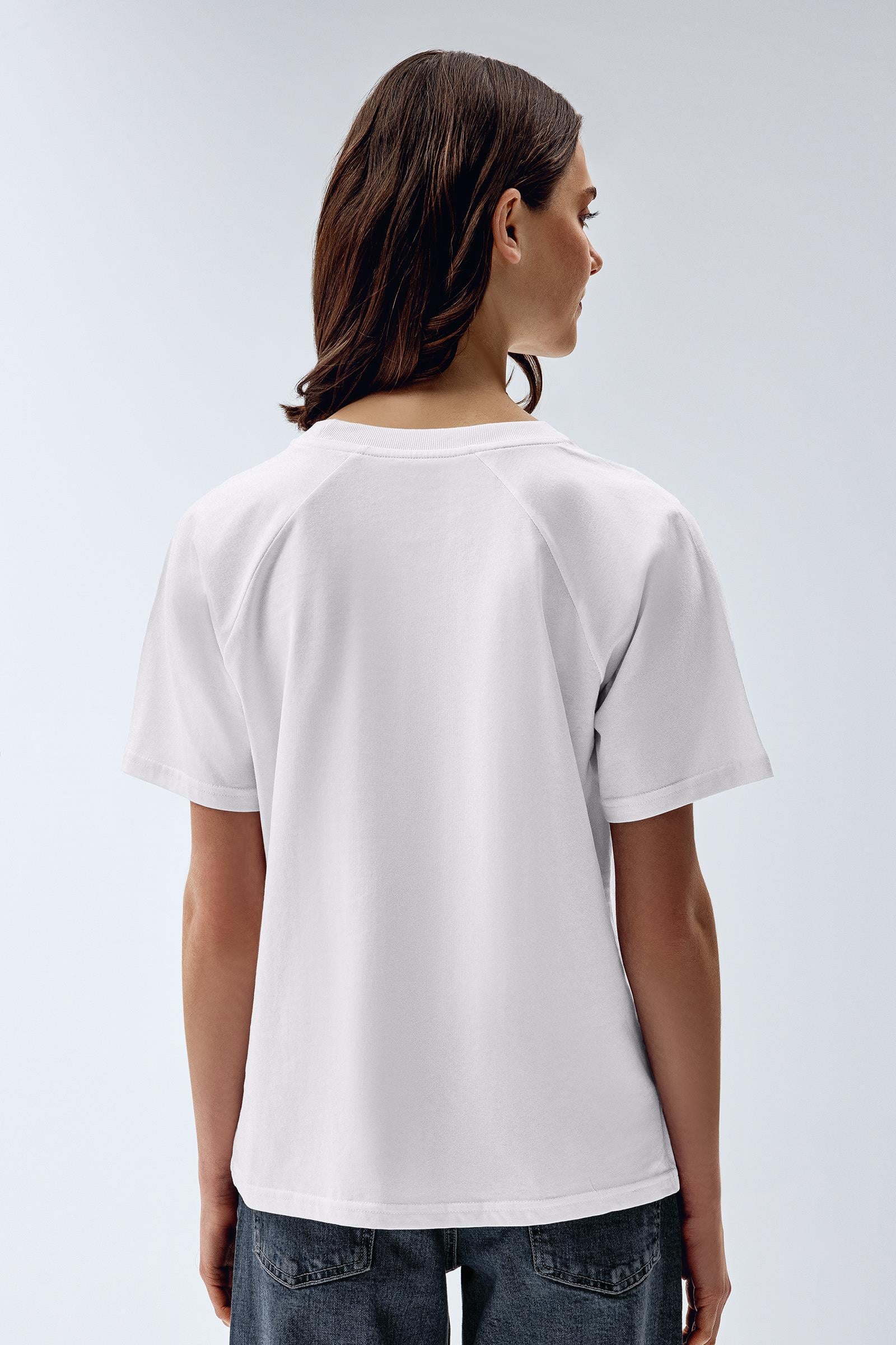 Brix Beyaz Renk Kadın Reglan Kol T-Shirt