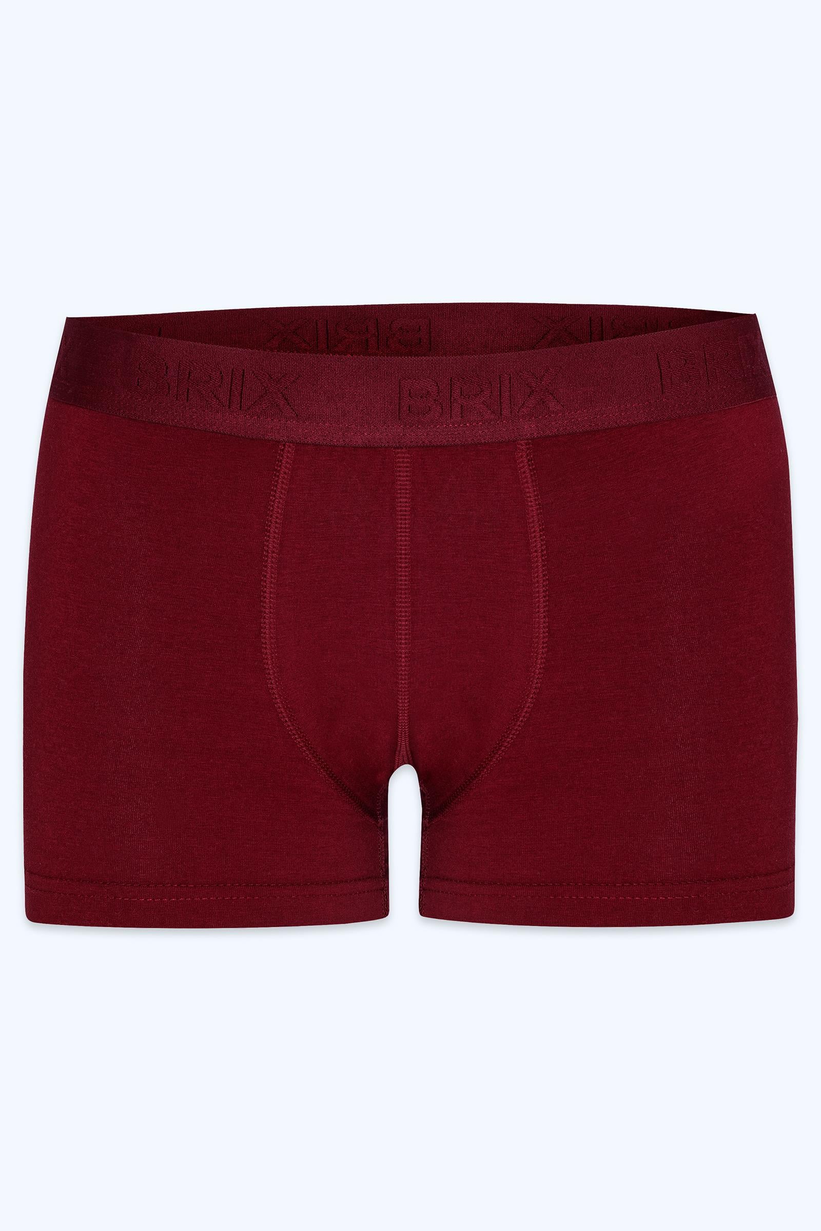 Brix Bordo Renk Erkek Modal Kısa 3'lü Boxer