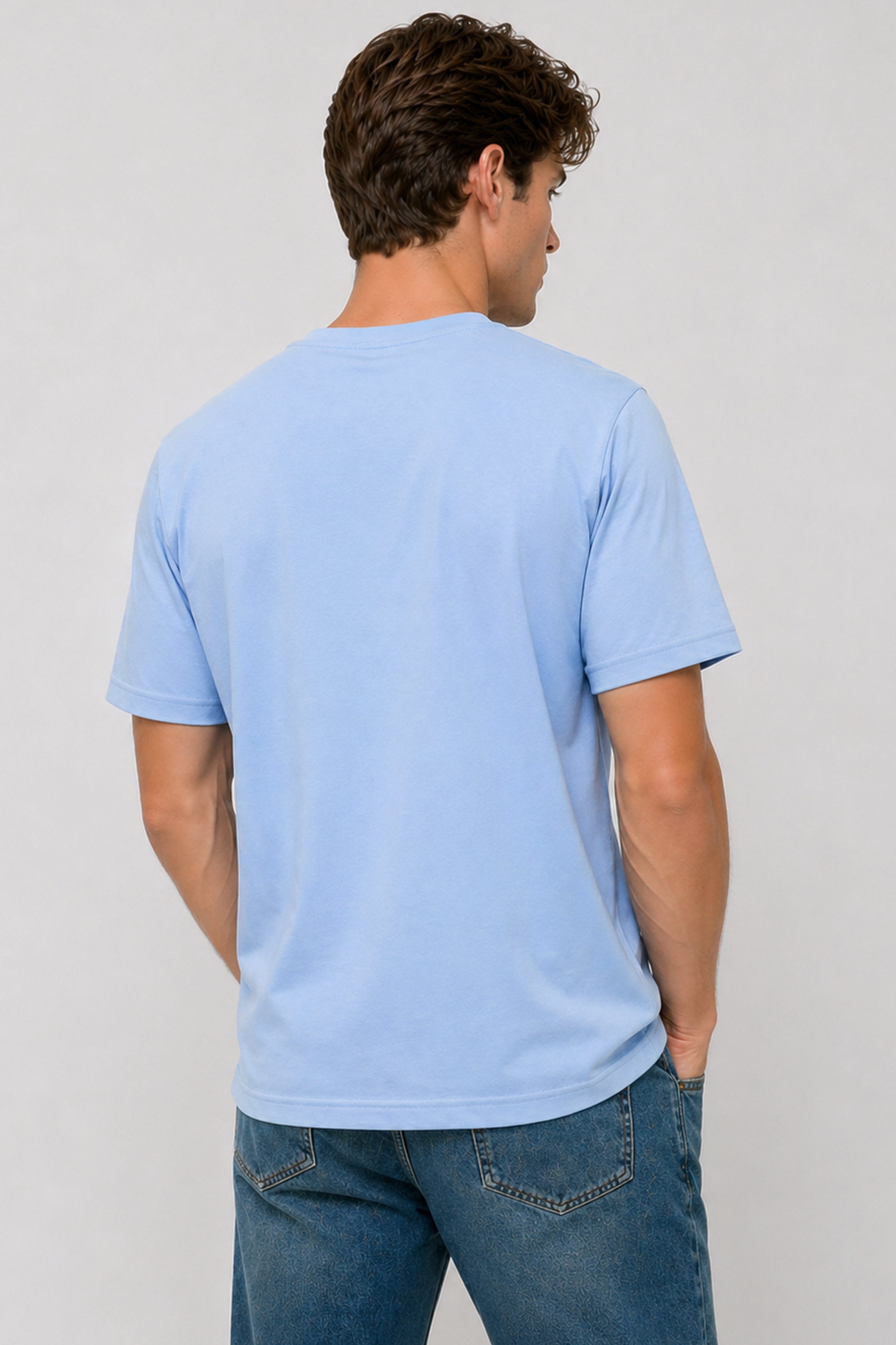 Brix Erkek %100 Pamuk T-Shirt 0556  Açık Mavi Renk