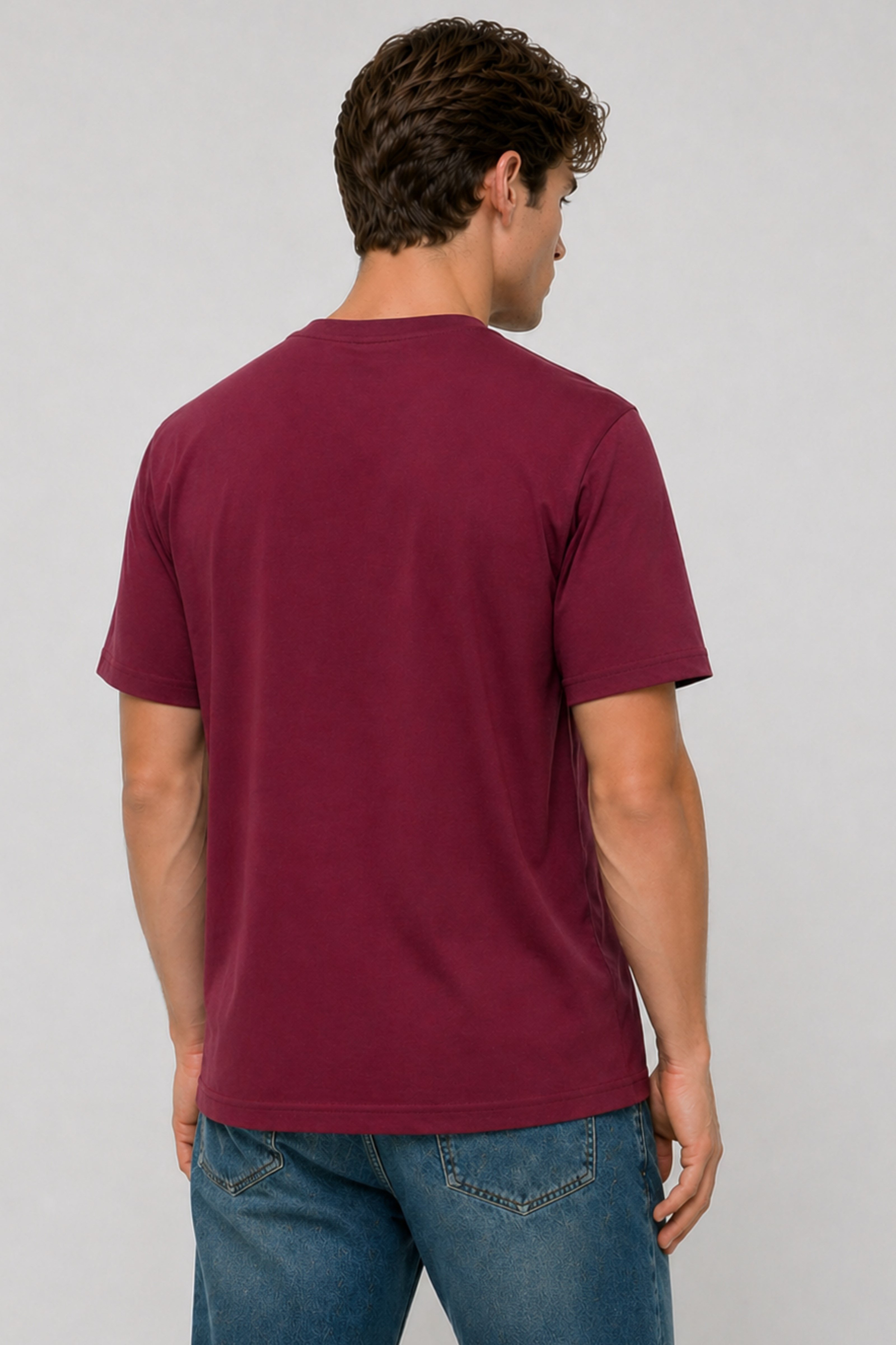 Brix Erkek %100 Pamuk T-Shirt 0556  Bordo Renk