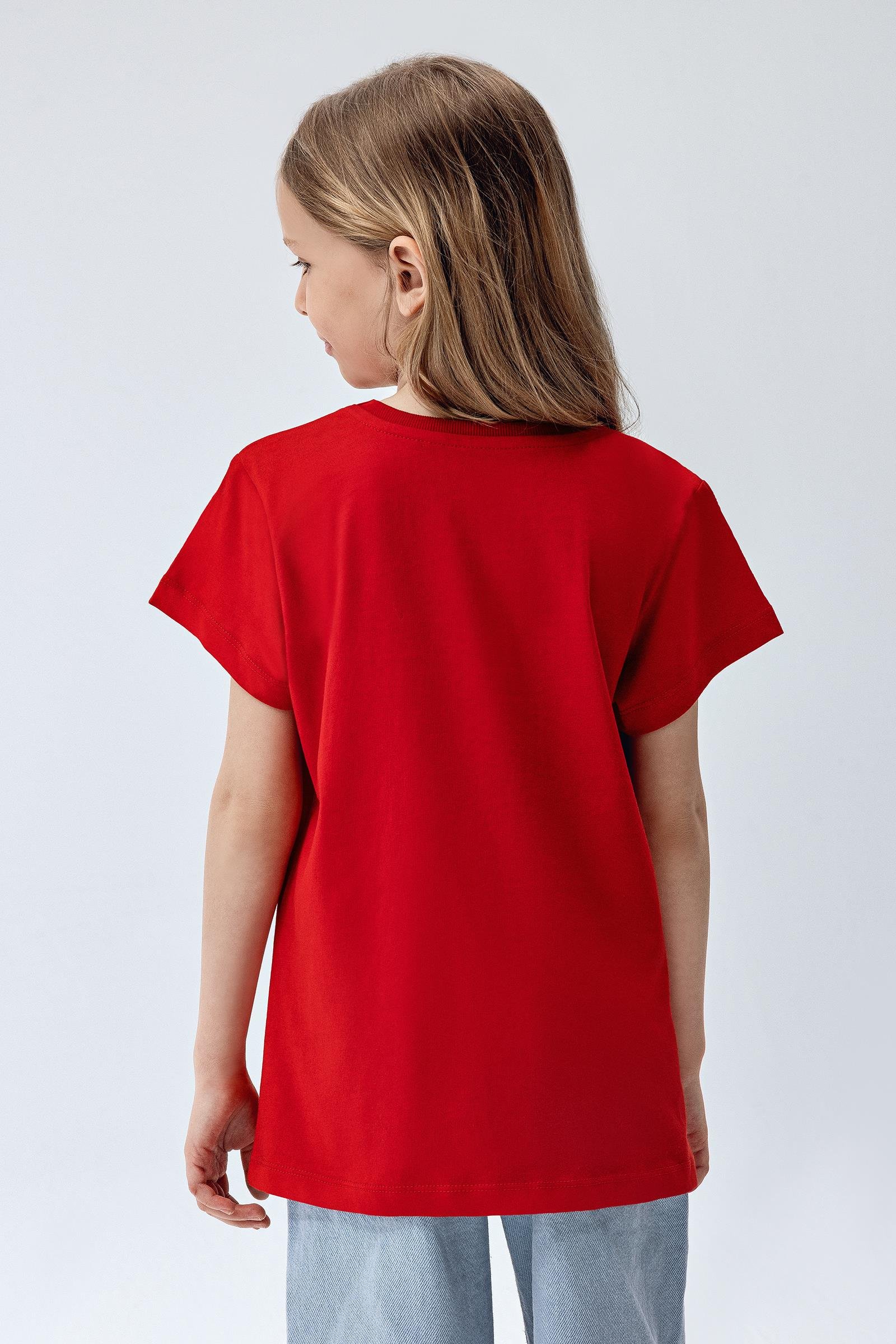 Brix Kırmızı Renk Kız Çocuk Kısa Kollu T-Shirt