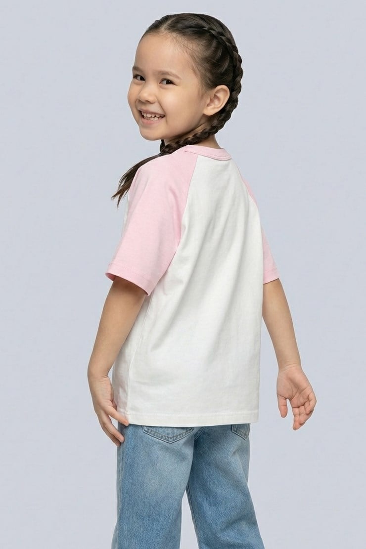 Brix Kız Çocuk Reglan Kol %100 Pamuk T-Shirt 7717  Pembe Renk