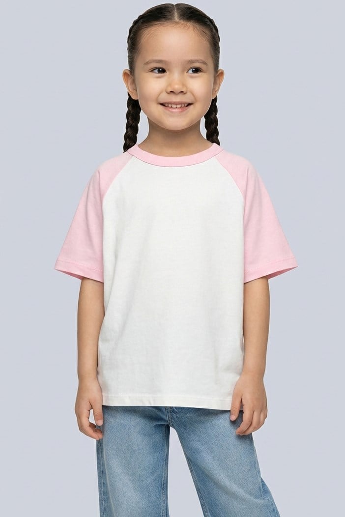 Brix Kız Çocuk Reglan Kol %100 Pamuk T-Shirt 7717  Pembe Renk