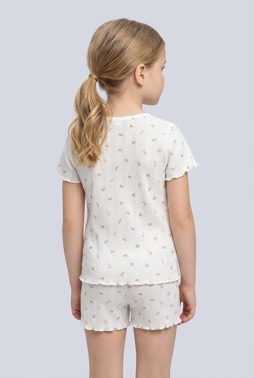 Brix Kız Çocuk Trasnferli Ribana Pijama Takımı 7820  Açık Pembe Renk