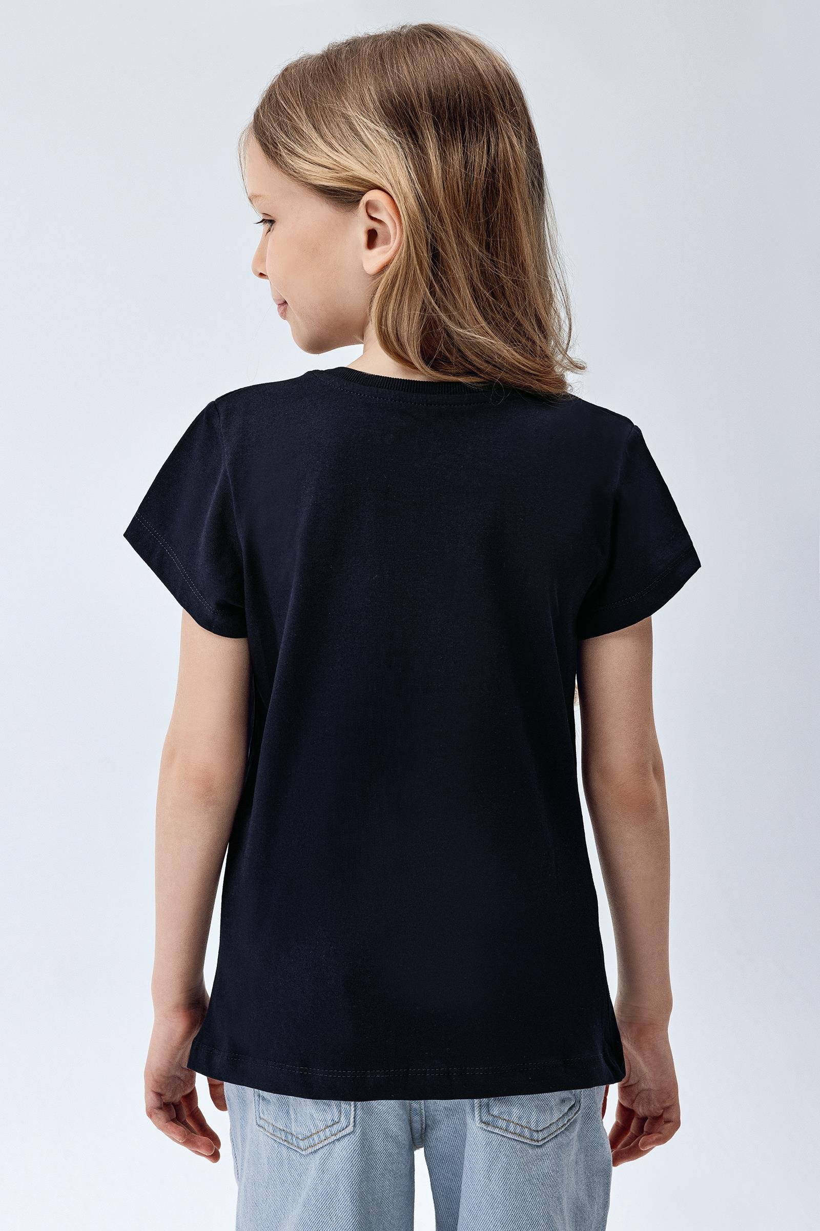 Brix Lacivert Renk Kız Çocuk Kısa Kollu T-Shirt