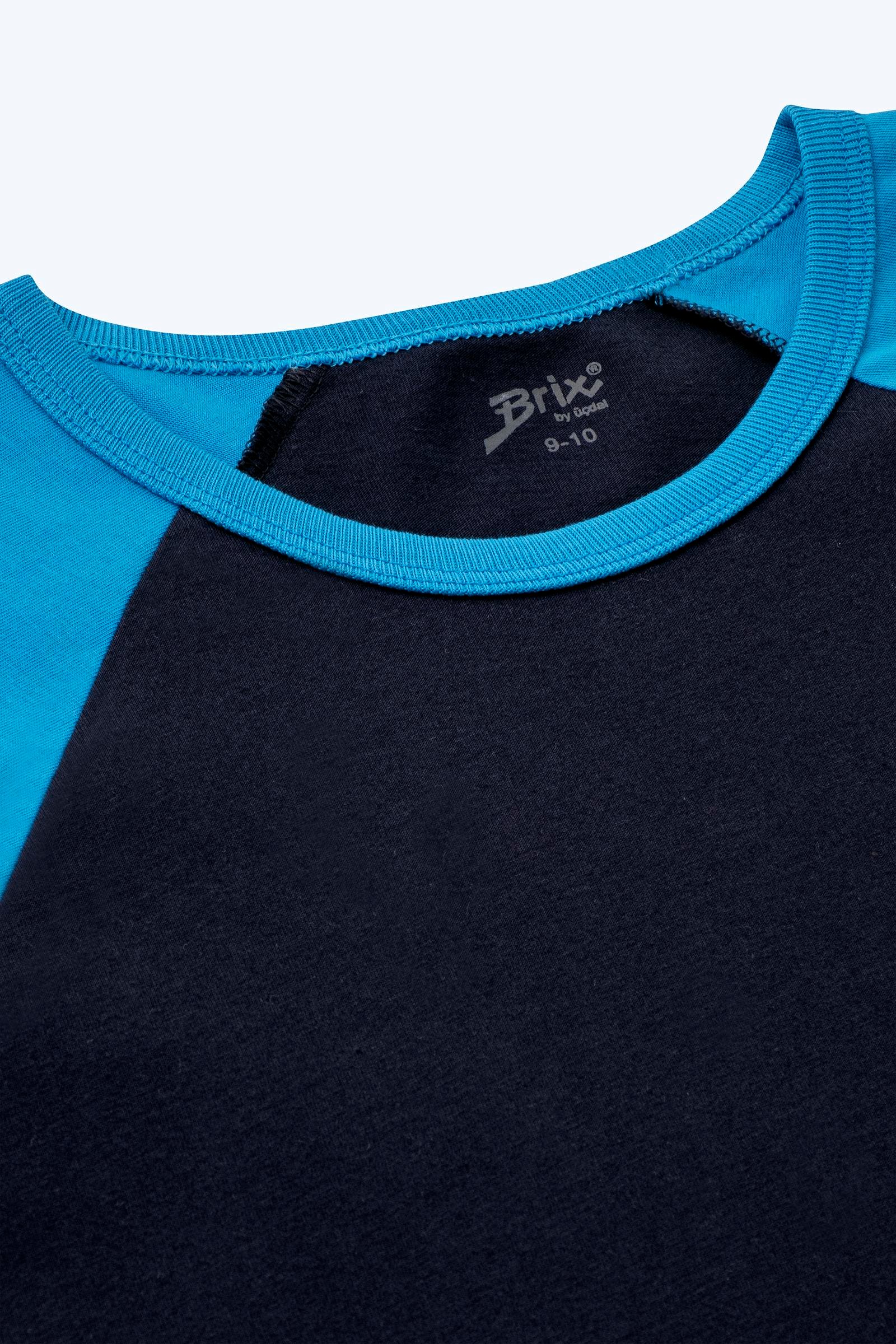 Brix Mavi Renk Erkek Çocuk Reglan Kol T-Shirt