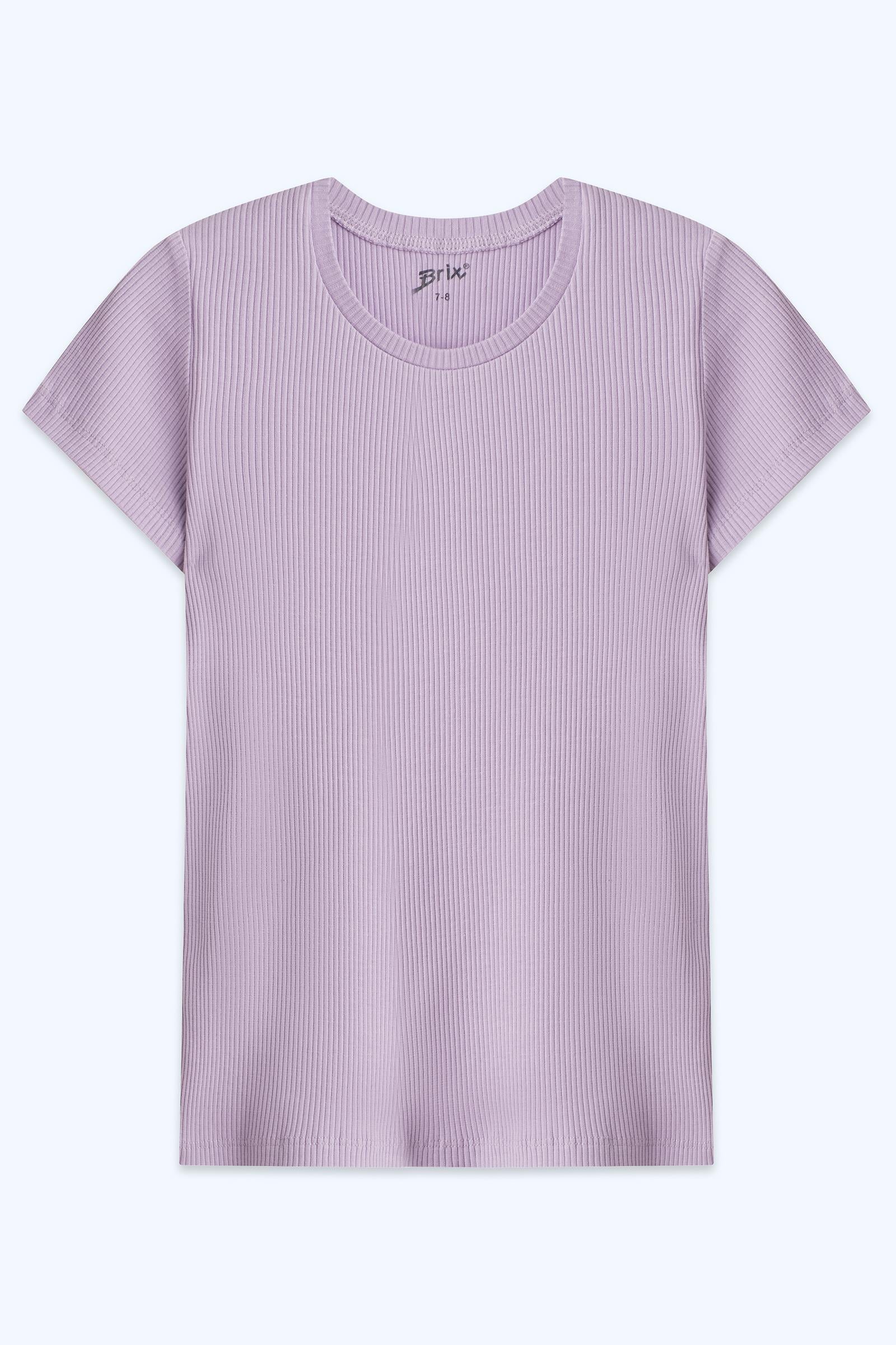 Brix Mor Renk  Kız Çocuk Fitilli Kısa Kollu T-Shirt