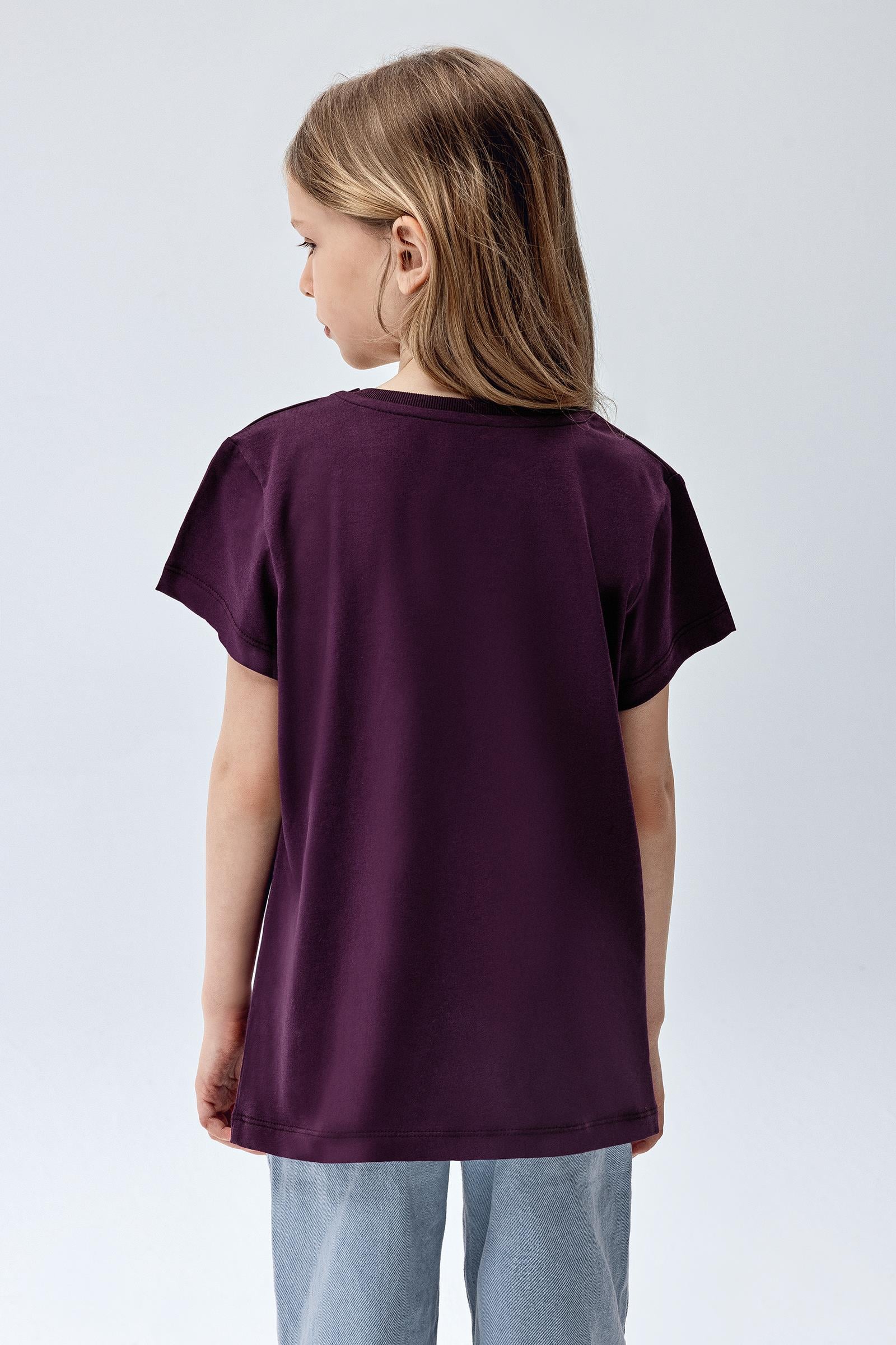 Brix Mor Renk Kız Çocuk Kısa Kollu T-Shirt