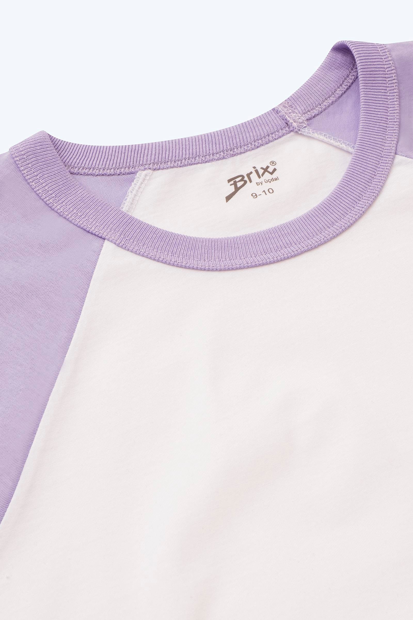 Brix Mor Renk Kız Çocuk Reglan Kol T-Shirt