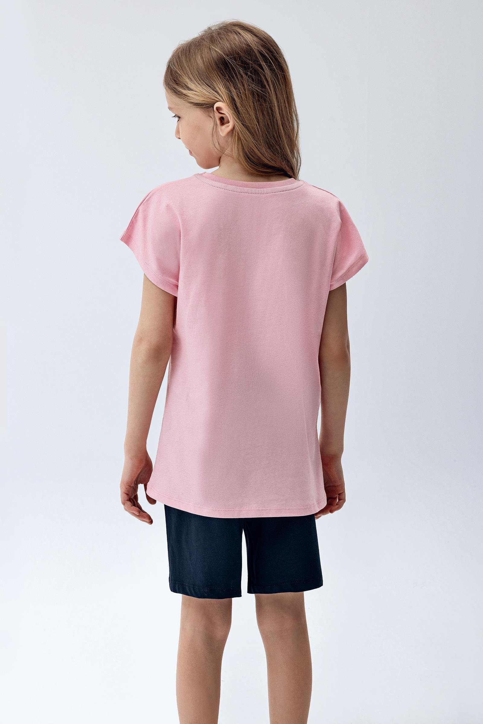 Brix Pembe Renk Kız Çocuk Kısa Kollu Pijama Takım