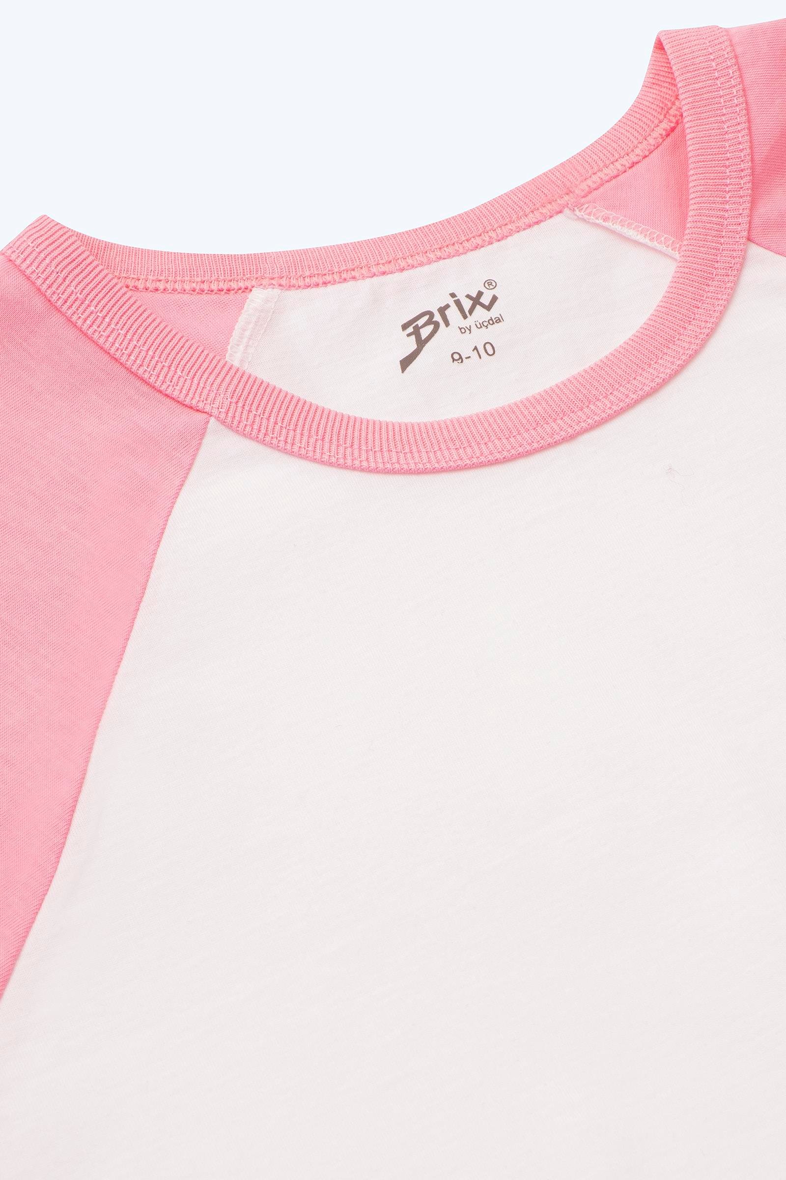 Brix Pembe Renk Kız Çocuk Reglan Kol T-Shirt