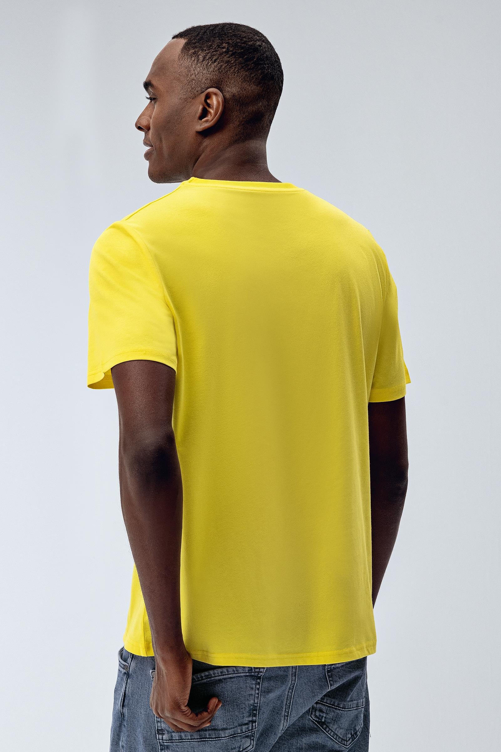Brix Sarı Renk Erkek Basic T-Shirt