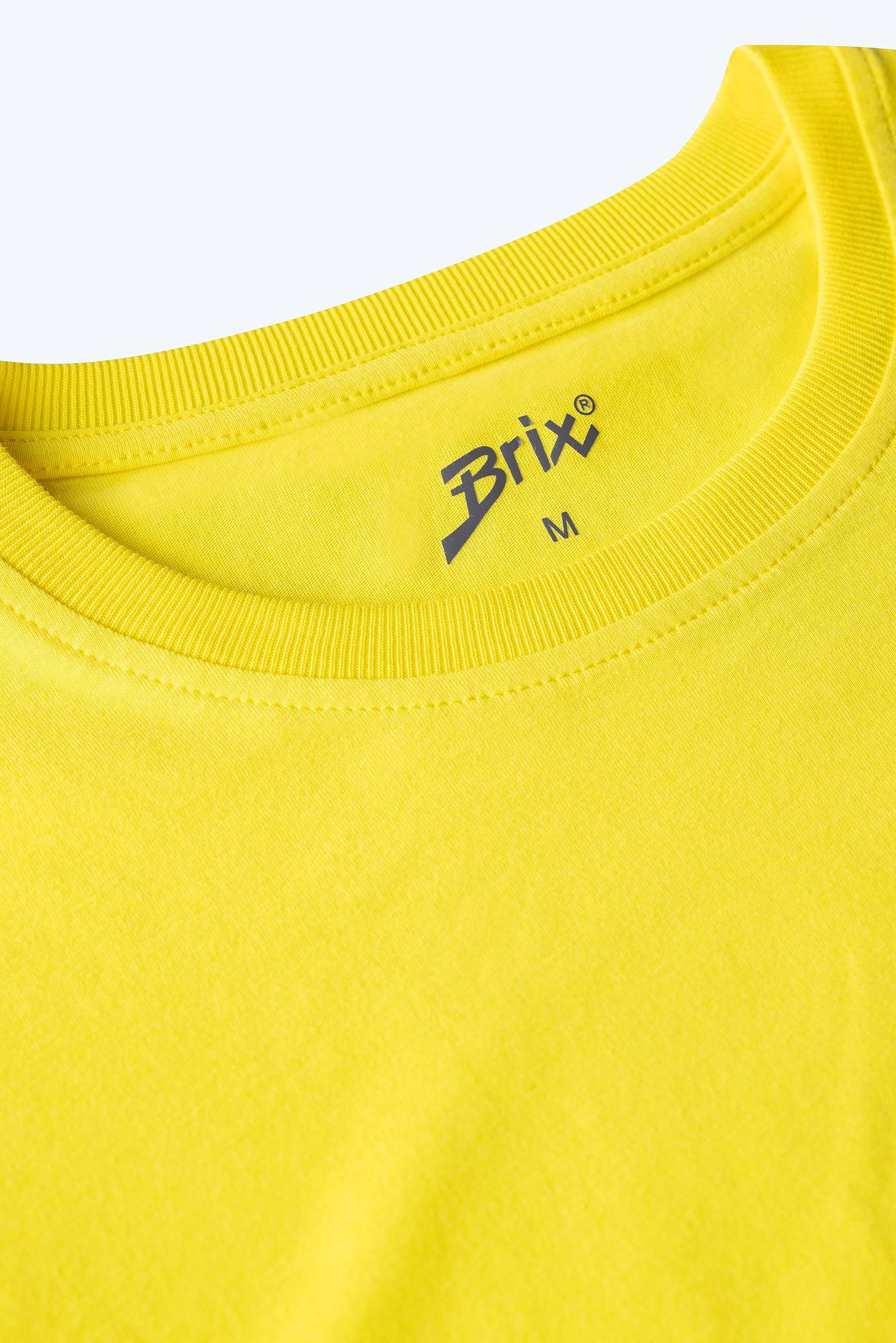 Brix Sarı Renk Erkek Basic T-Shirt