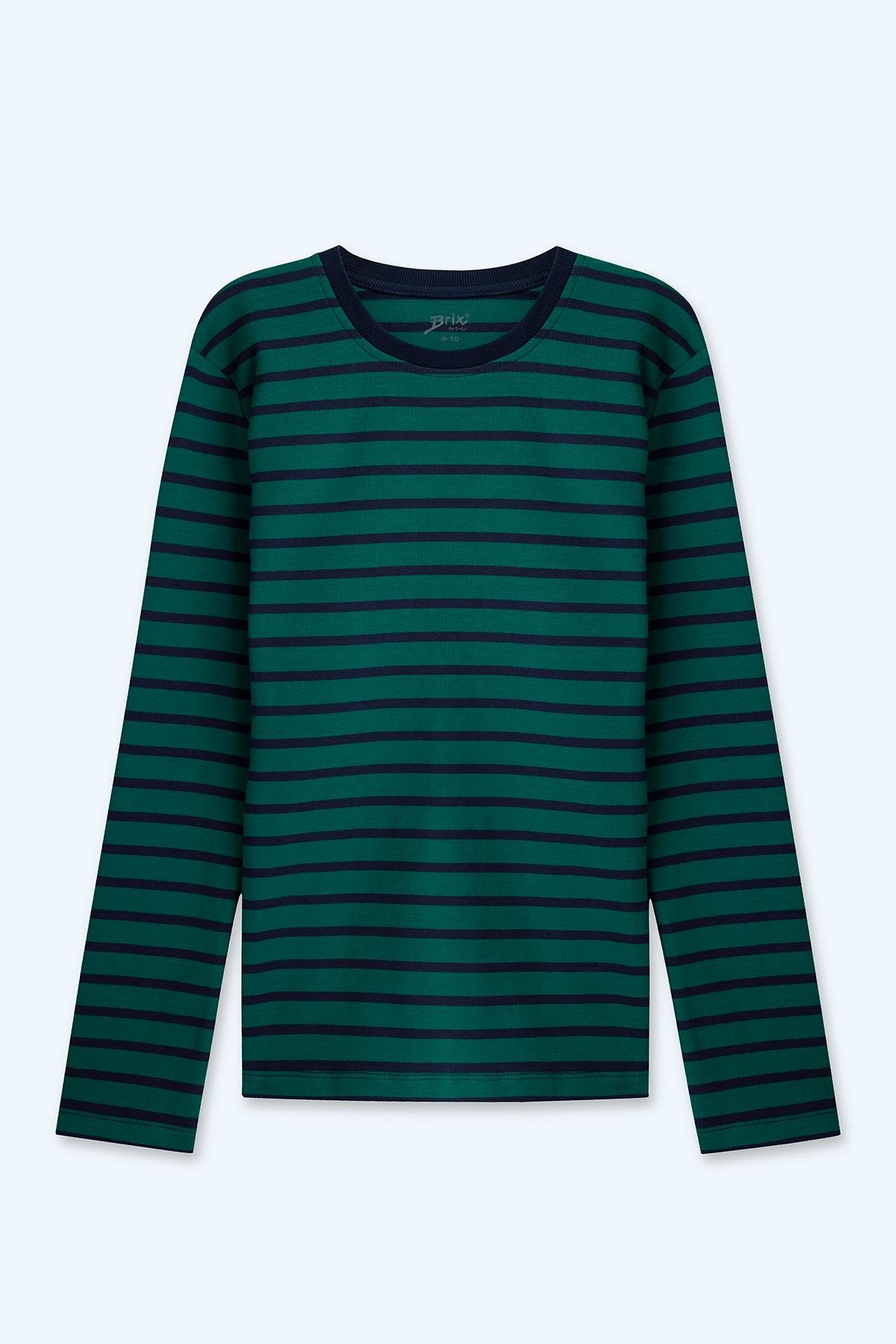 Erkek Çocuk Çizgili İnterlok Uzun Kollu T-shirt