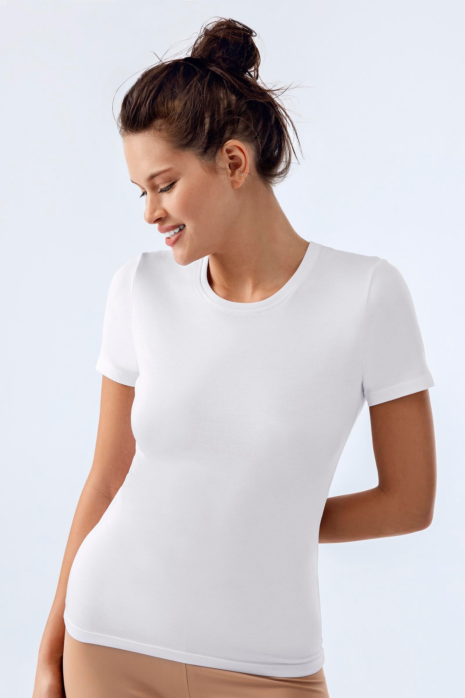 Kadın Basic Bisiklet Yaka T-Shirt