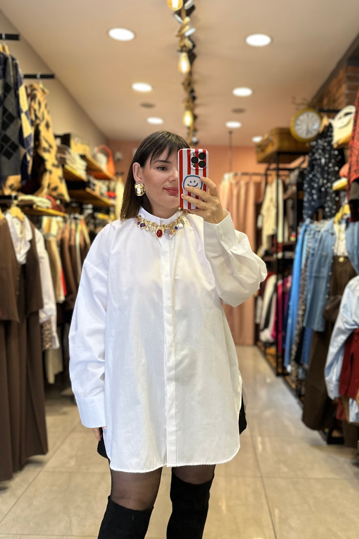 Beyaz Oversize Poplin Gömlek