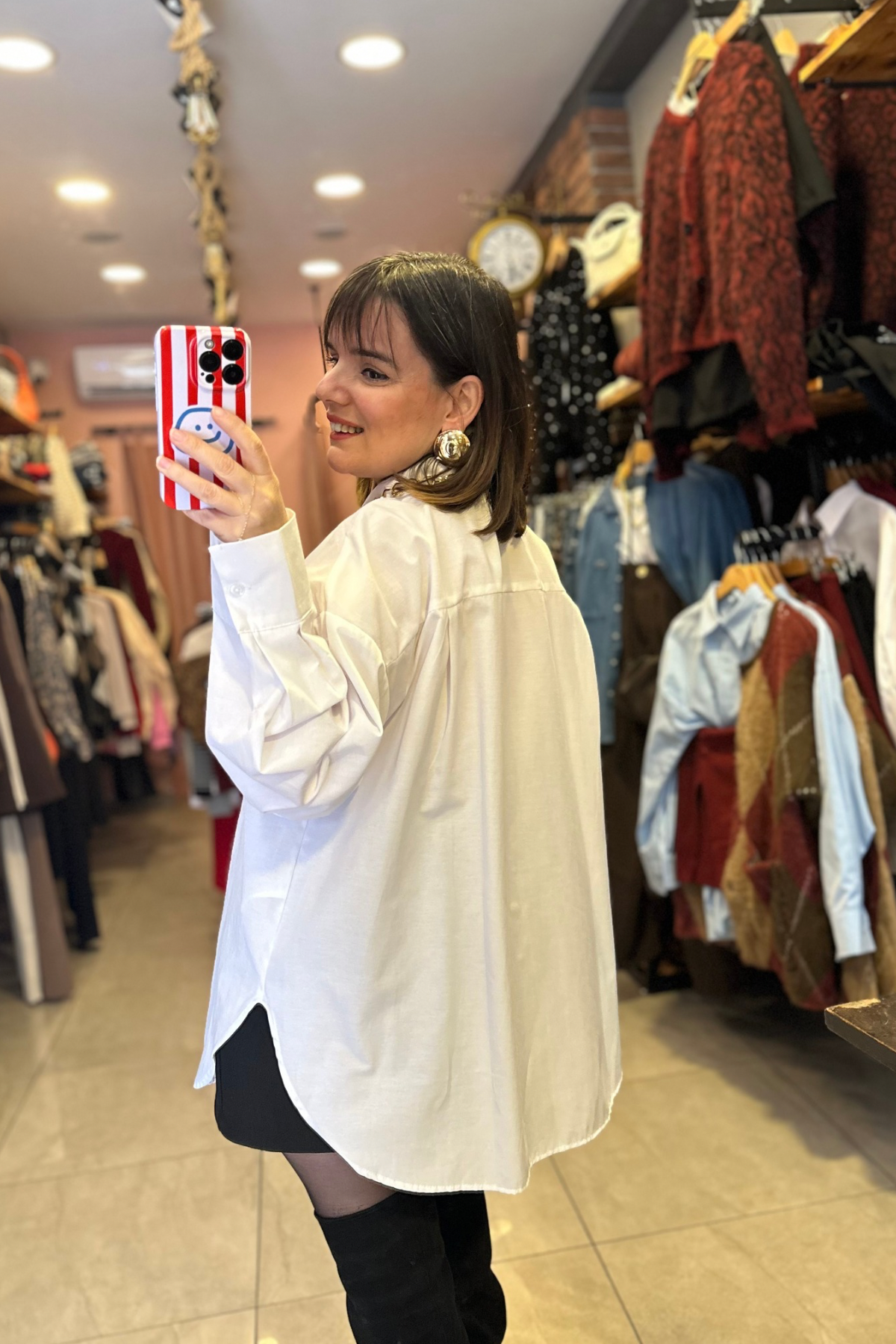 Beyaz Oversize Poplin Gömlek