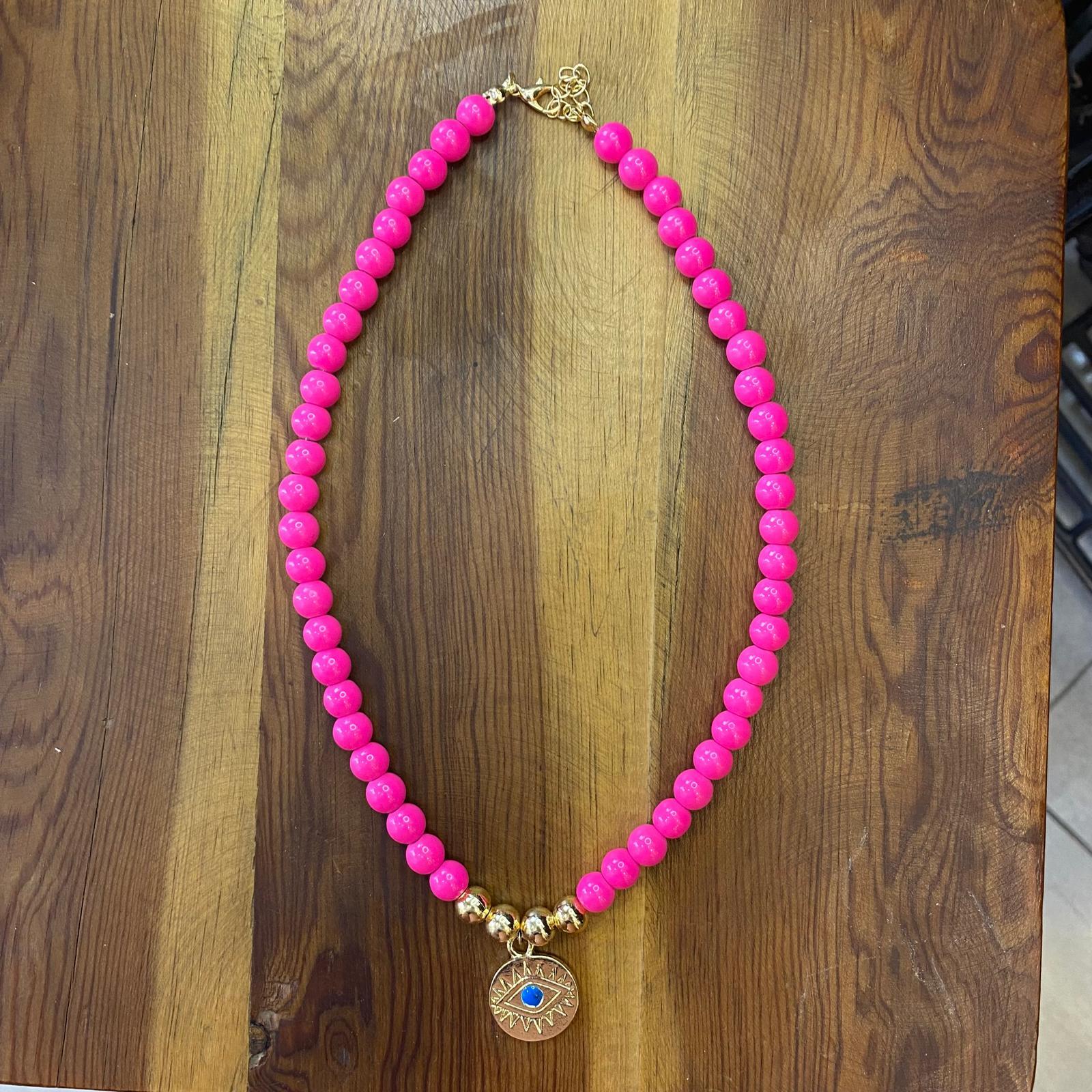 Pembe Boncuklu Kolye