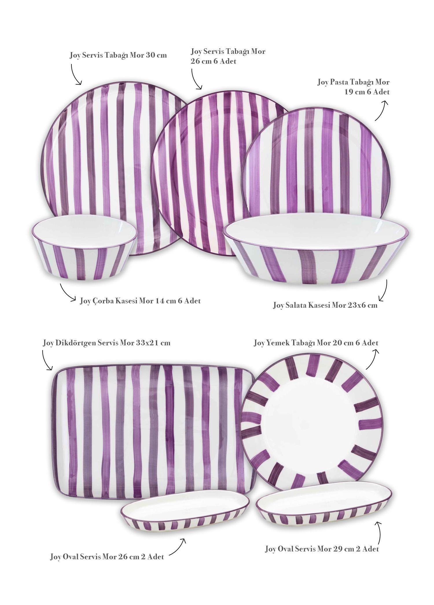 6 Kişilik Yemek Takımı The Mia Joy Yemek Takımı 6 Kişilik 31 Parça Mor 3101