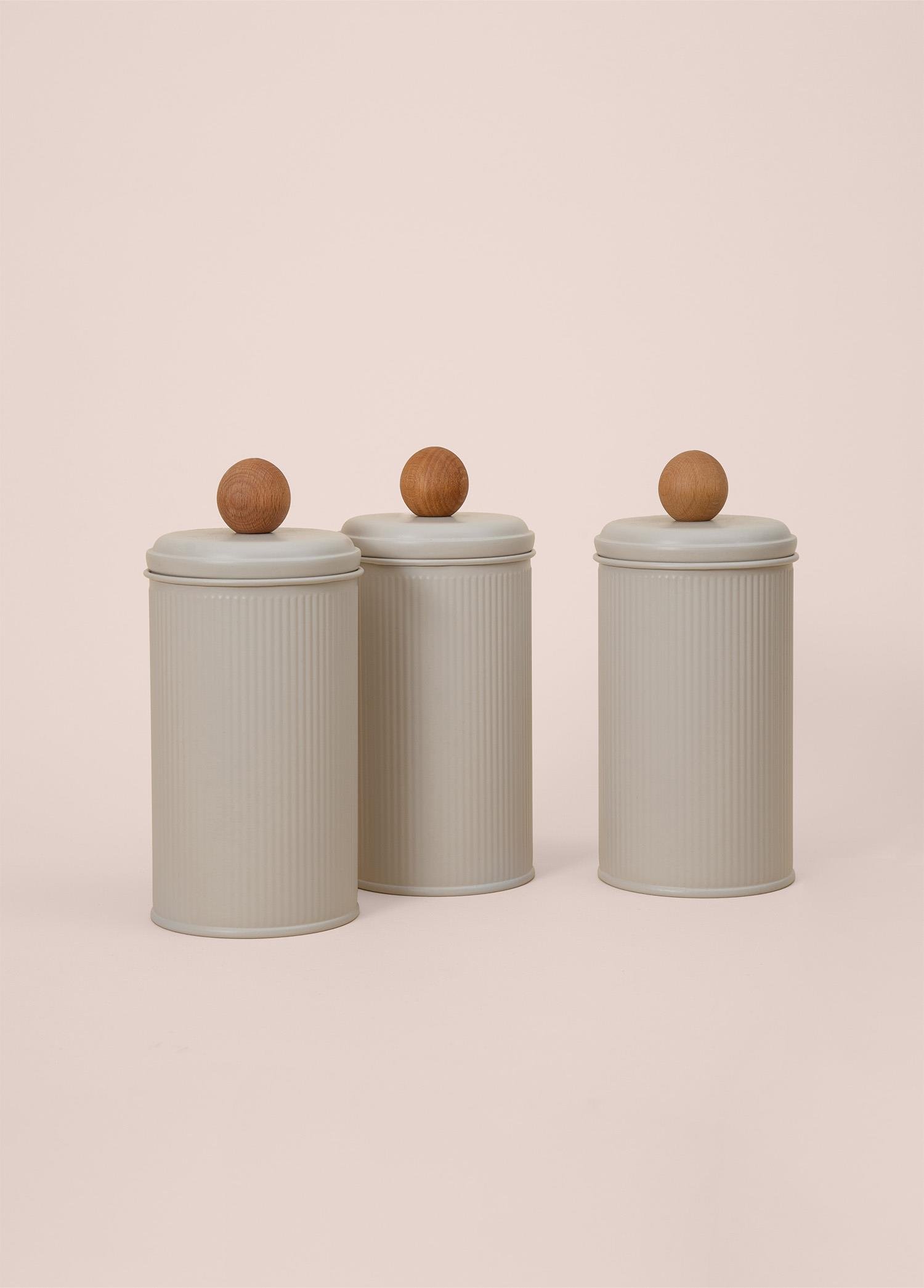 Kavanoz The Mia Stripe Çay Kahve Şeker Kavanozu Bej 1,20 Lt