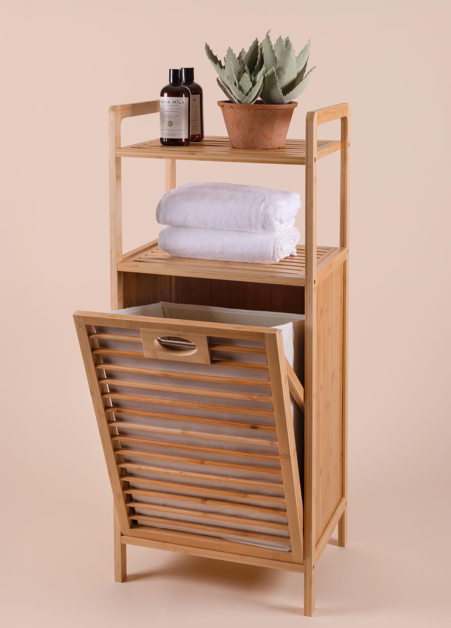 Mobilya  Bambu 2 Raflı Çamaşır Sepeti