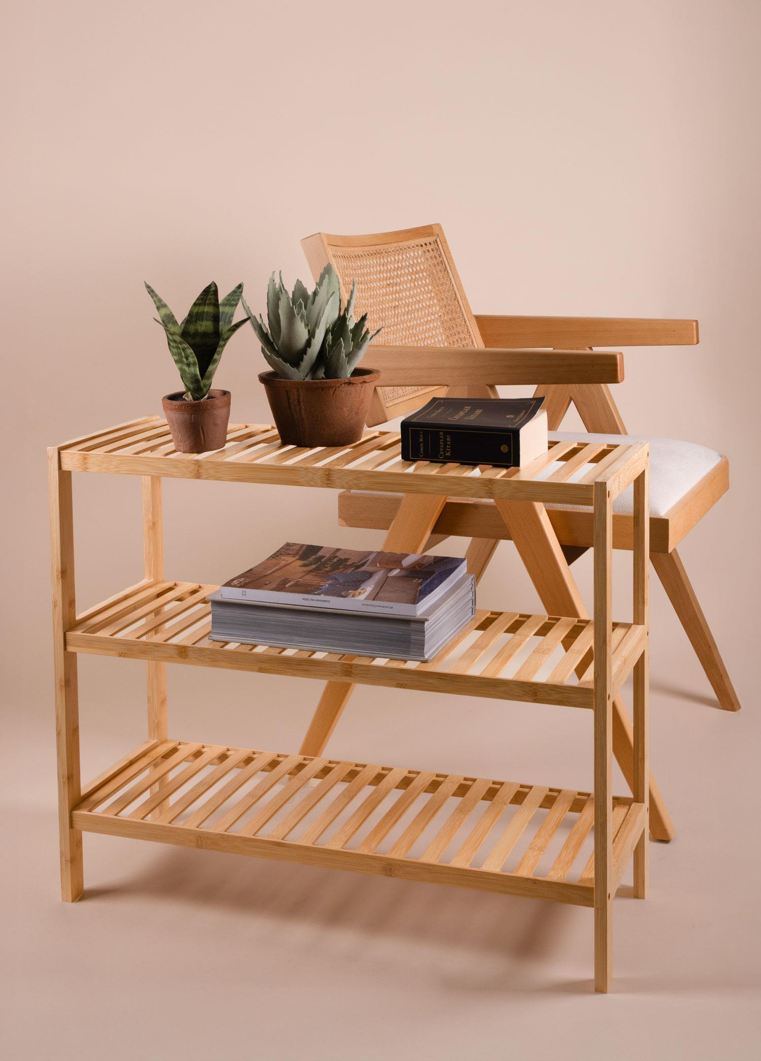 Mobilya  Bambu 3 Katlı Ayakkabılık