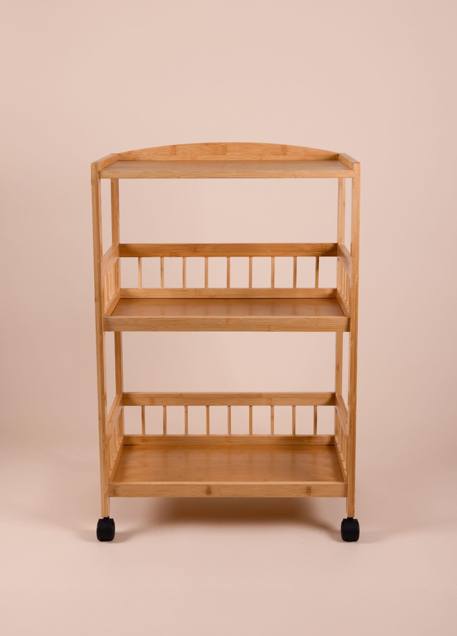 Mobilya  Bambu Tekerlekli 3 Katlı Raf