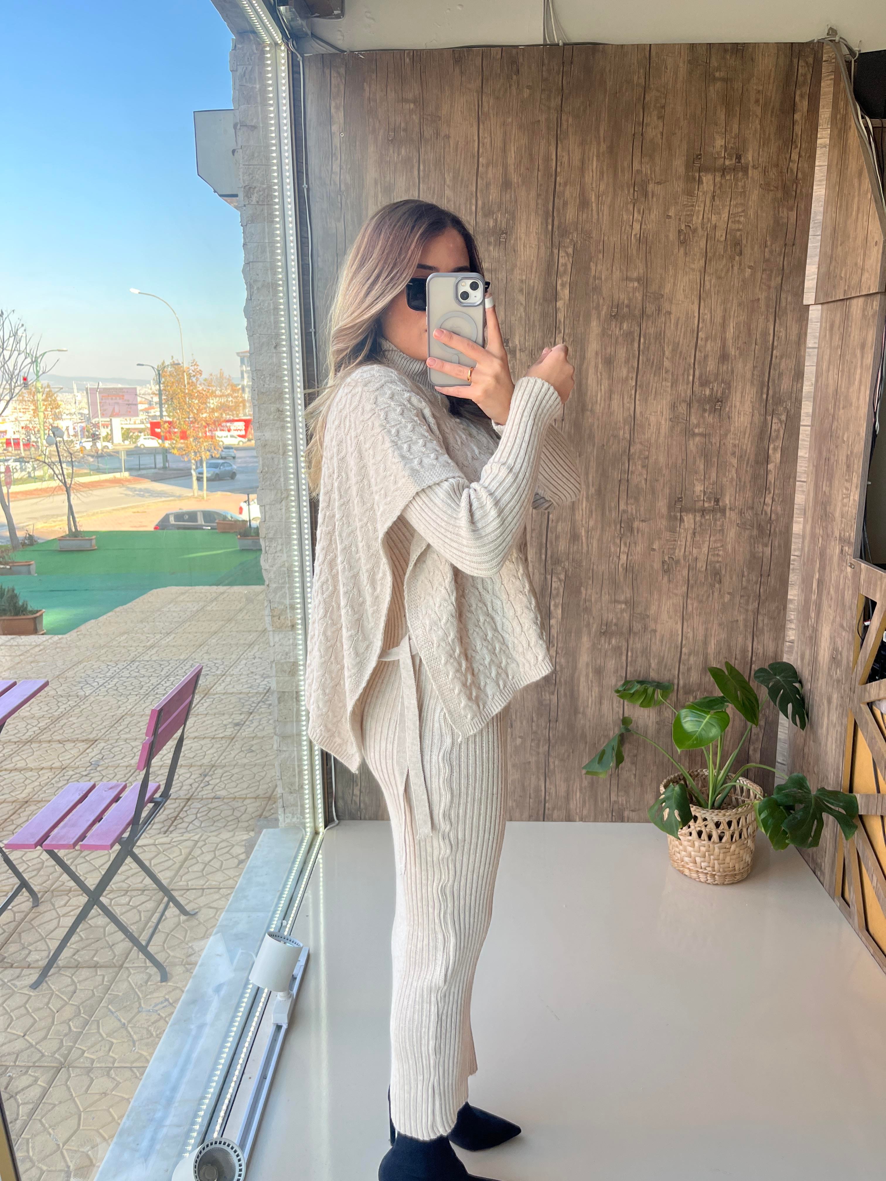 Bağlama Detay Süveterli Elbise Taş