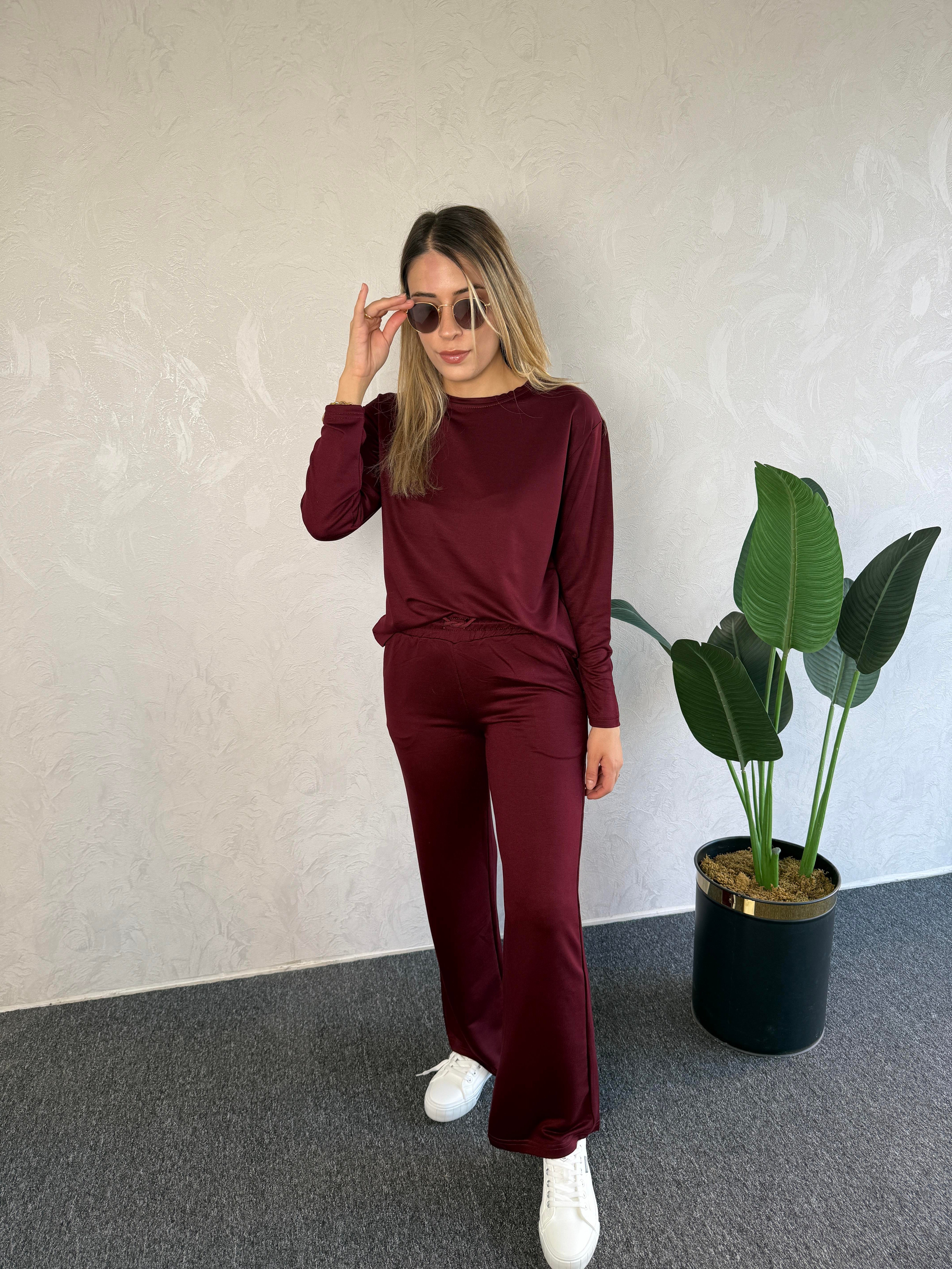 Basic Eşofman Takım Bordo - 1065