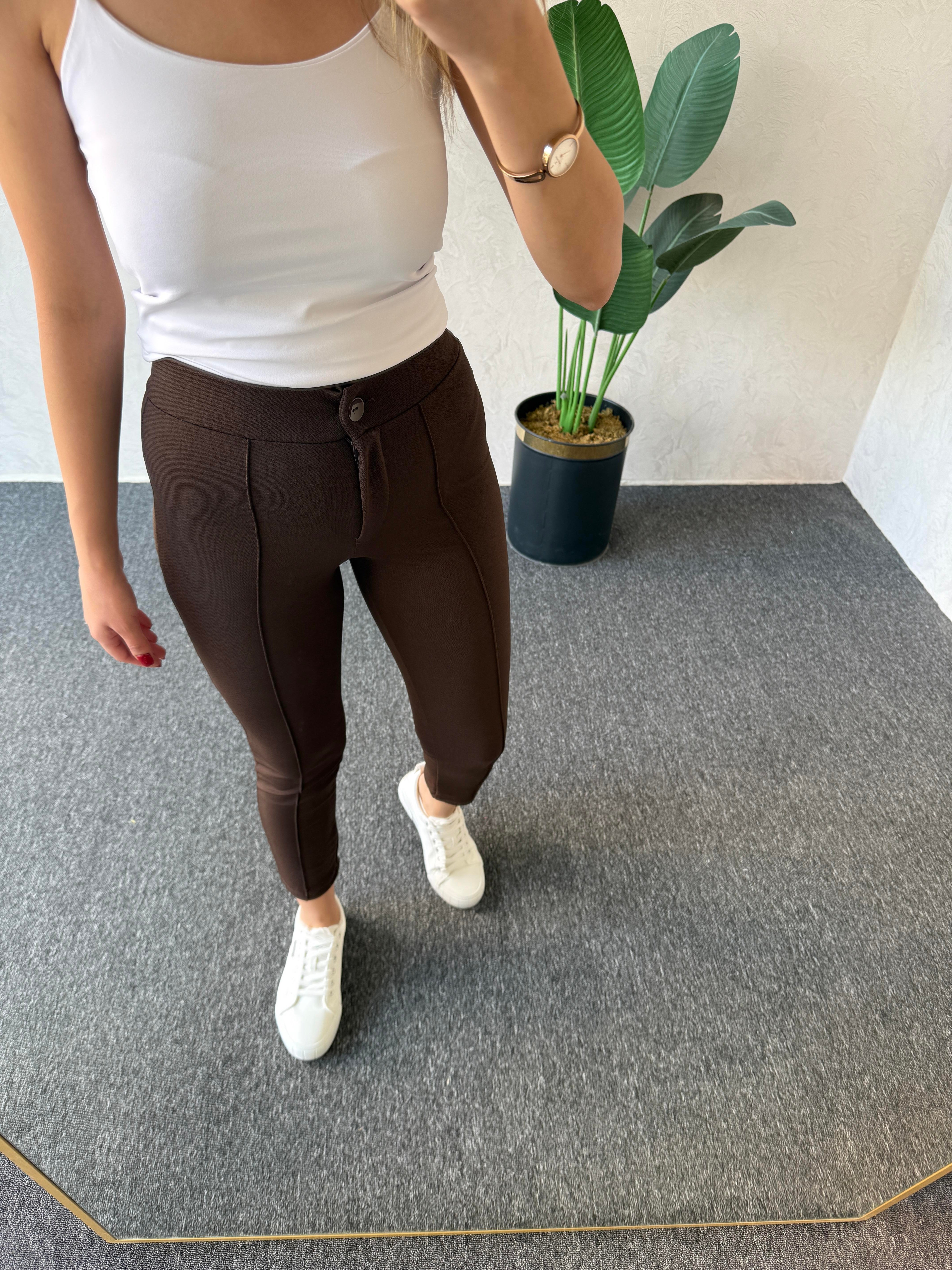 Krep Fit Pantolon Kahverengi - 1068