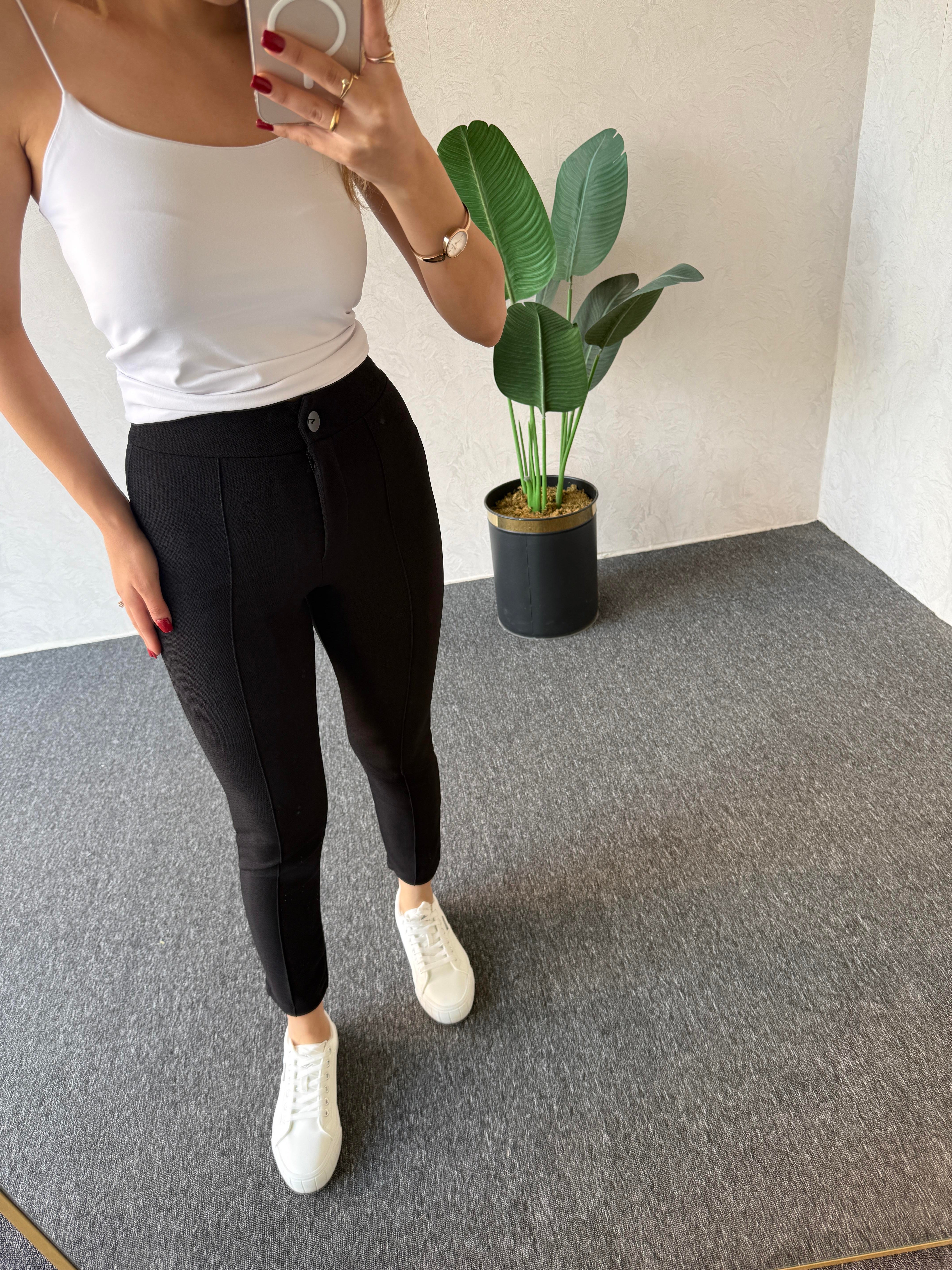 Krep Fit Pantolon Siyah - 1068