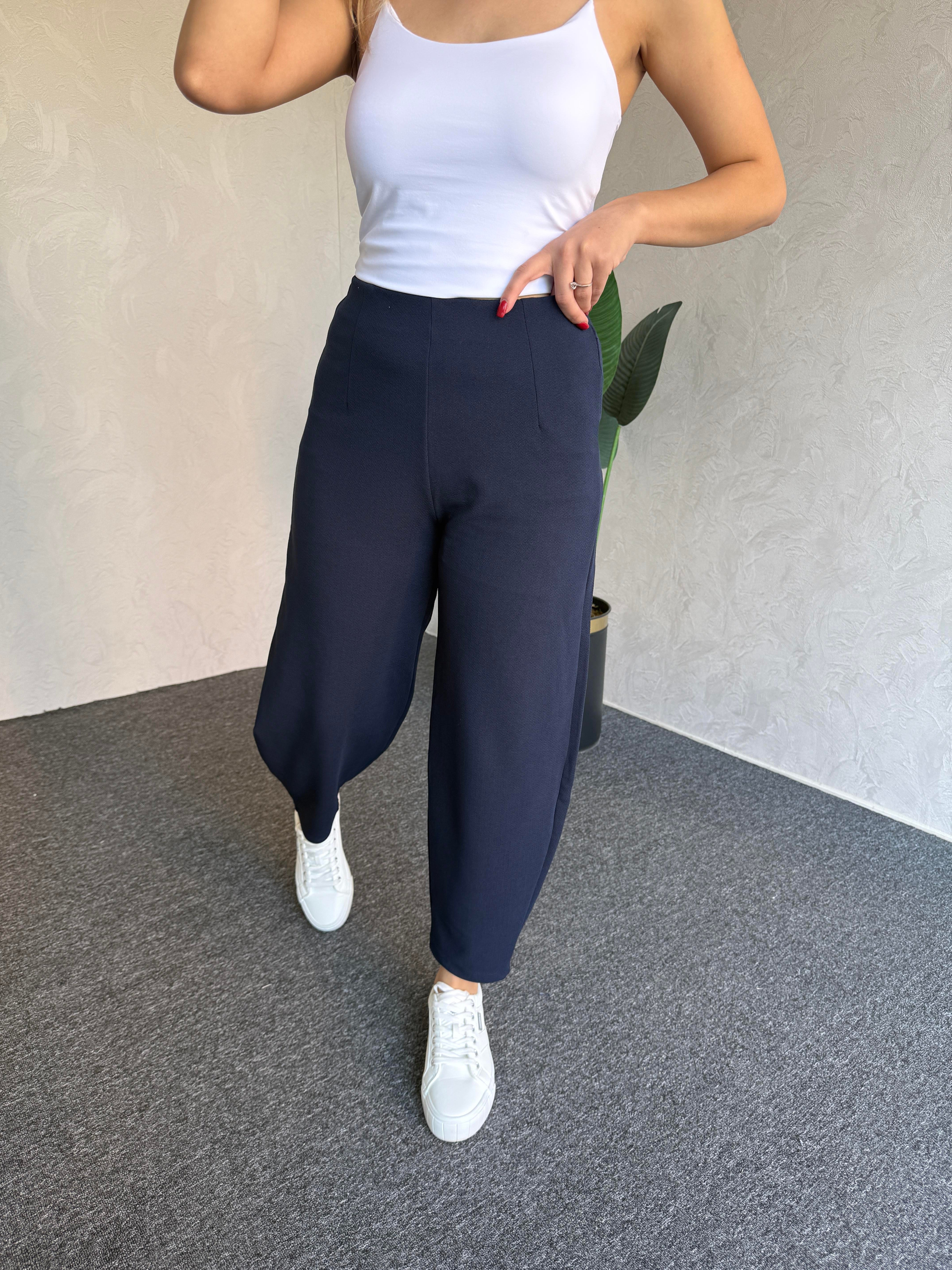 Krep Şalvar Pantolon Lacivert - 1070