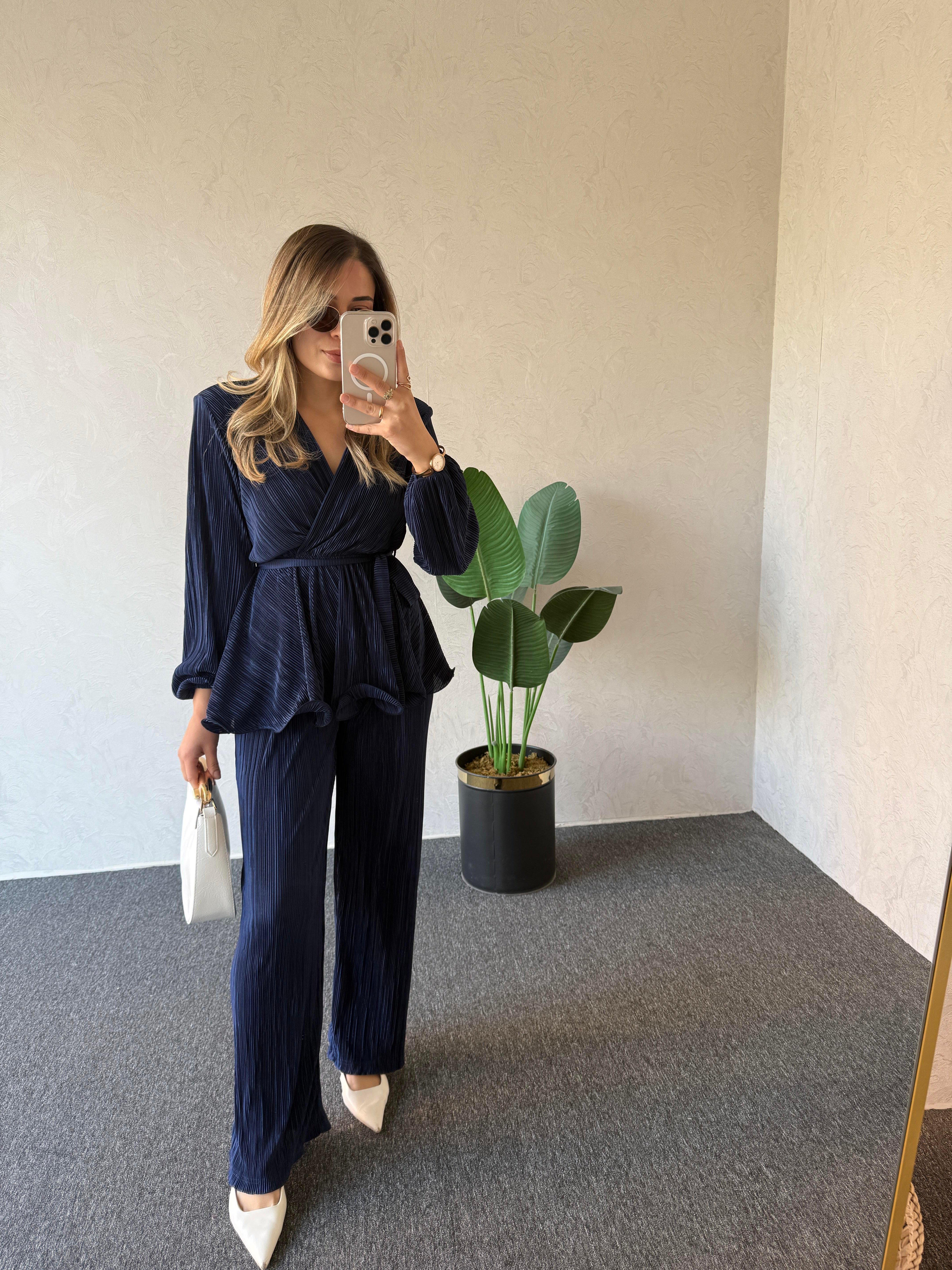 Piliseli Kruvaze Takım Lacivert - 1018