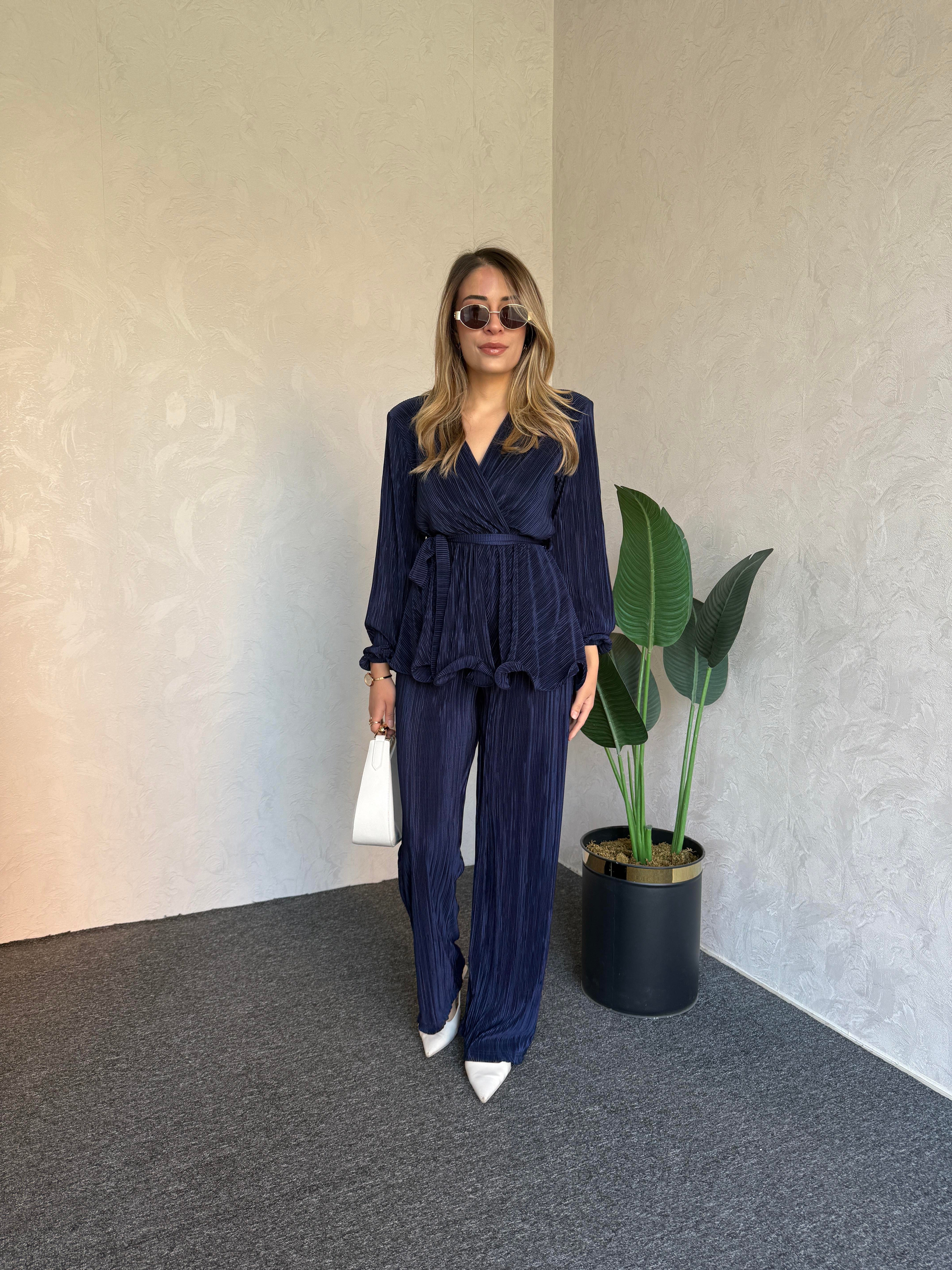 Piliseli Kruvaze Takım Lacivert - 1018