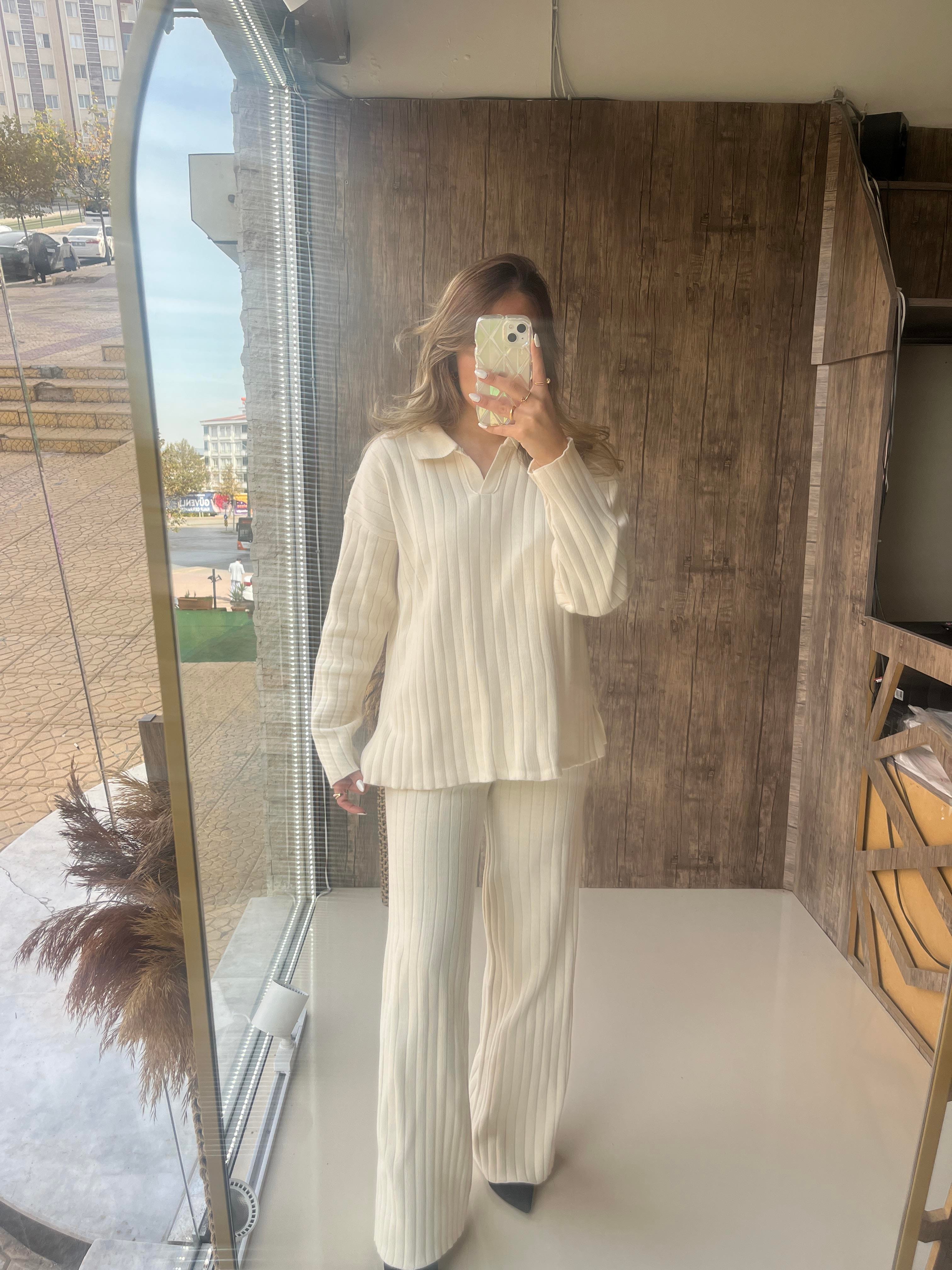 Polo Yaka Uzun Kol Takım Taş