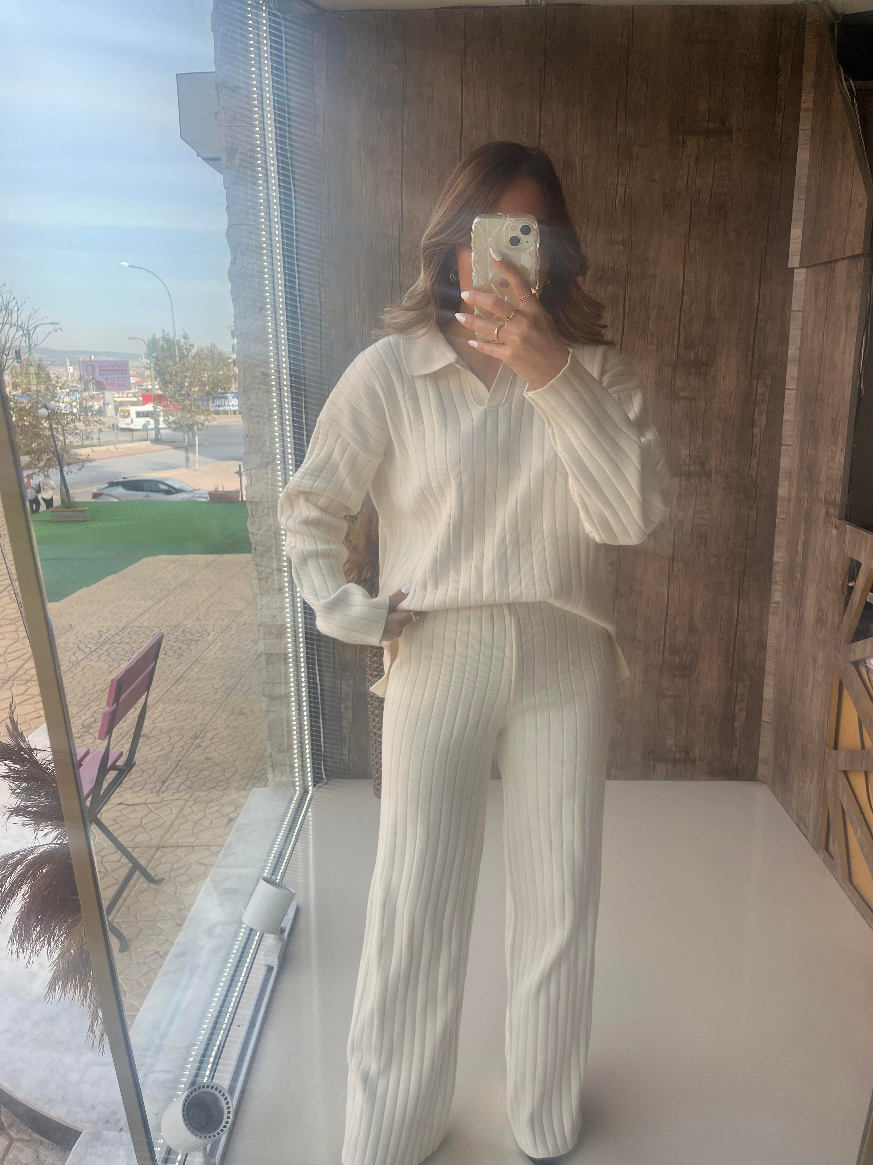 Polo Yaka Uzun Kol Takım Taş