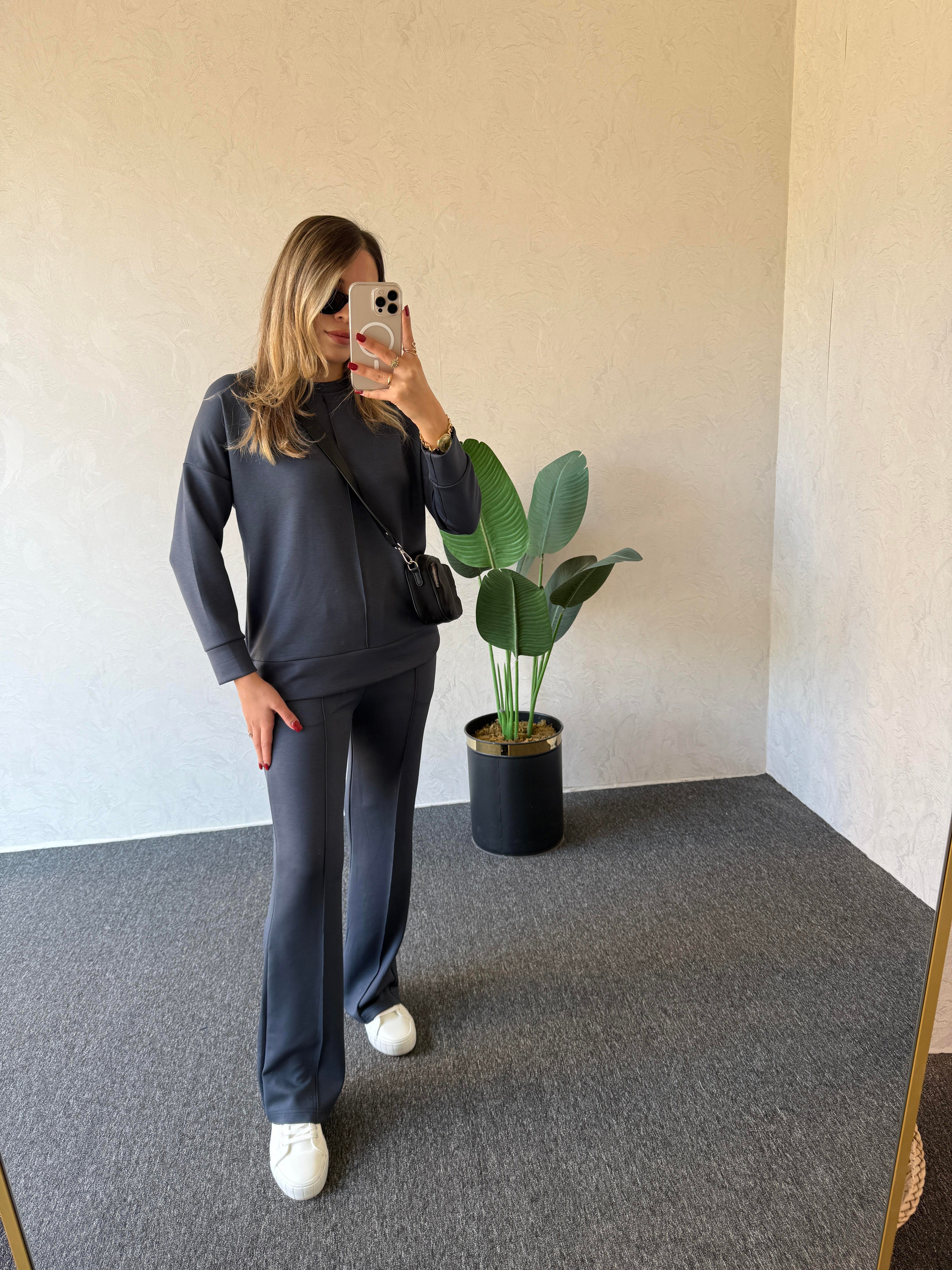 Uzun Kol Modal Takım Antrasit - 1076