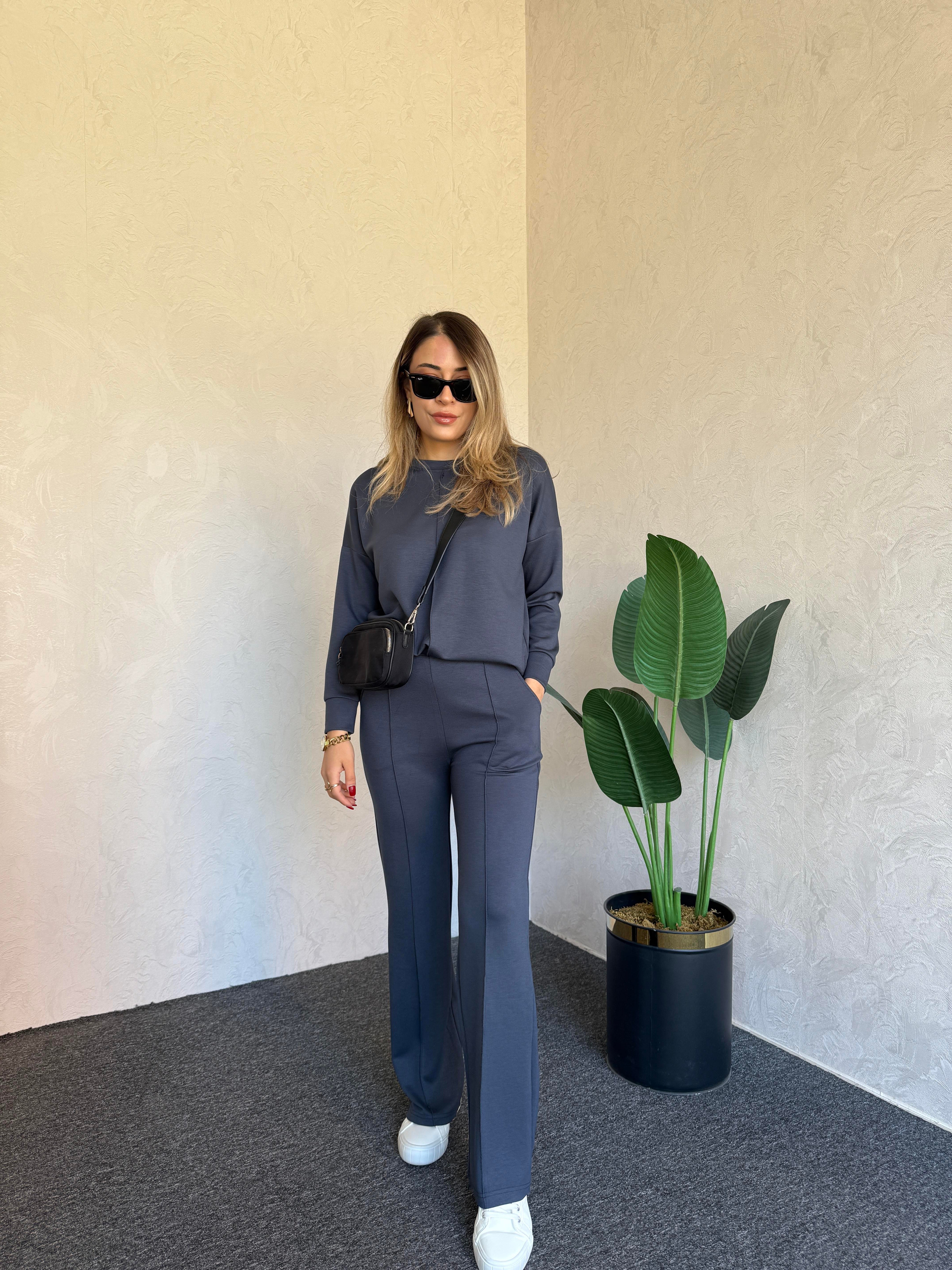 Uzun Kol Modal Takım Antrasit - 1076