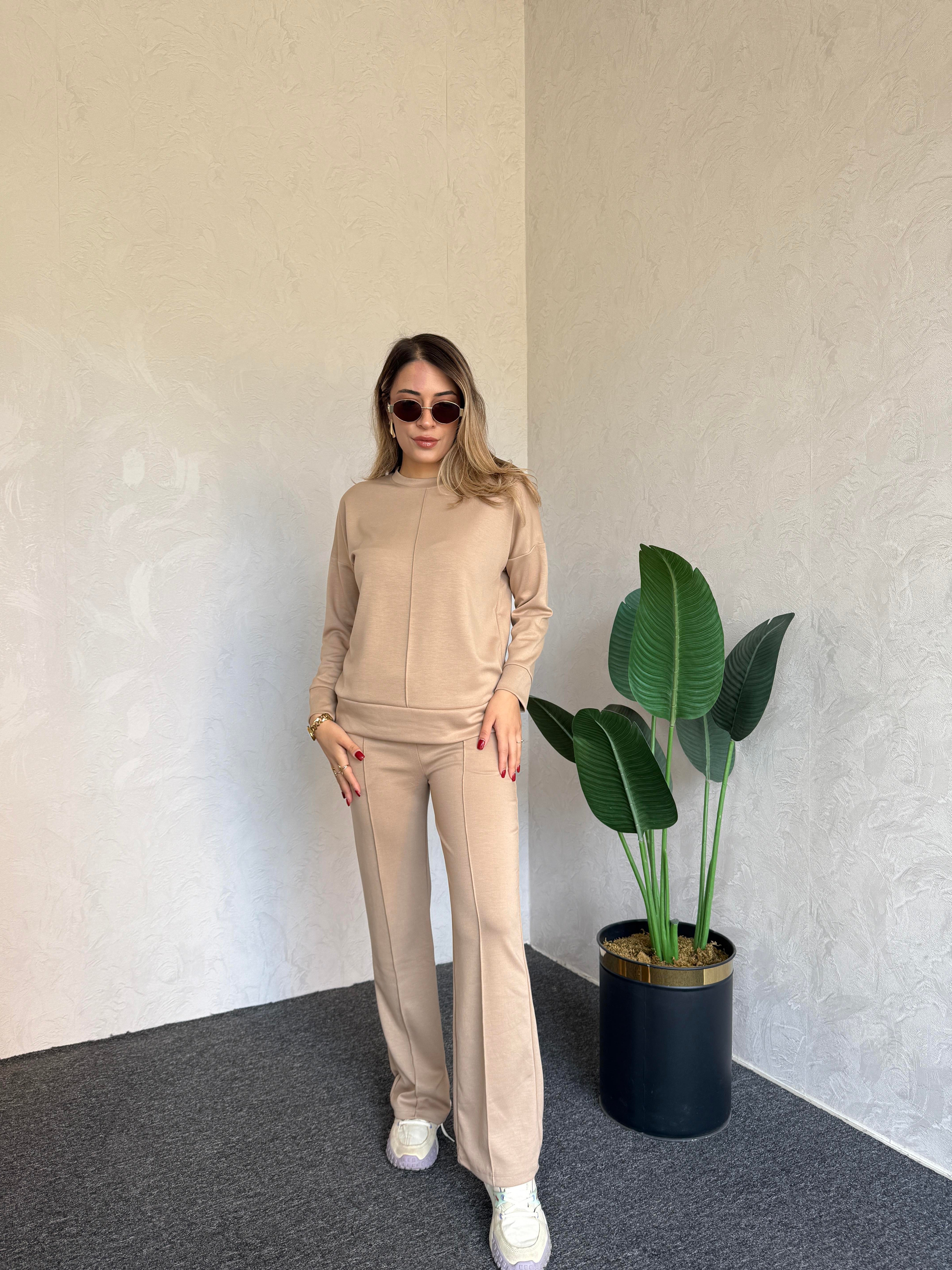 Uzun Kol Modal Takım Bej - 1076