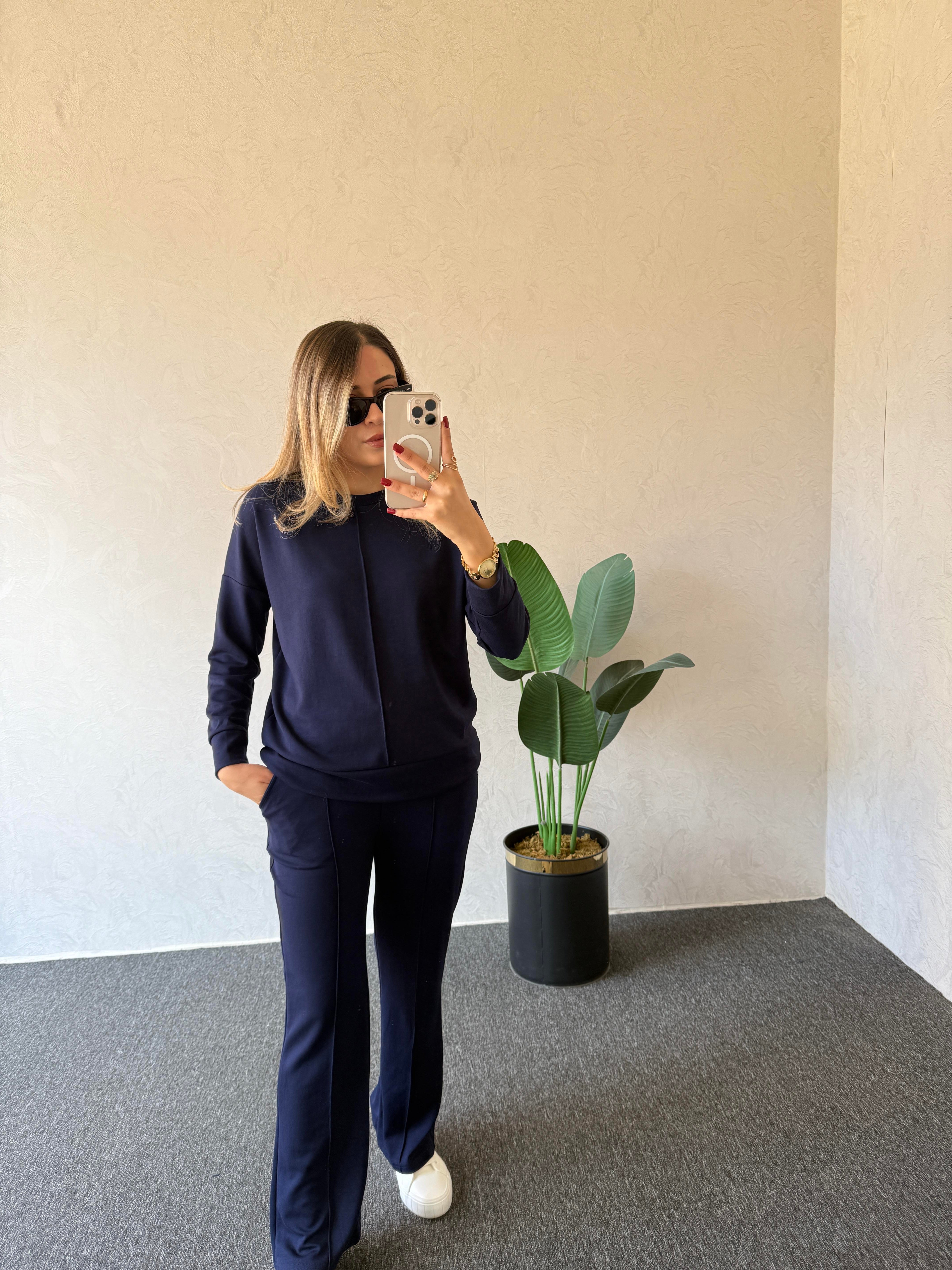 Uzun Kol Modal Takım Lacivert - 1076