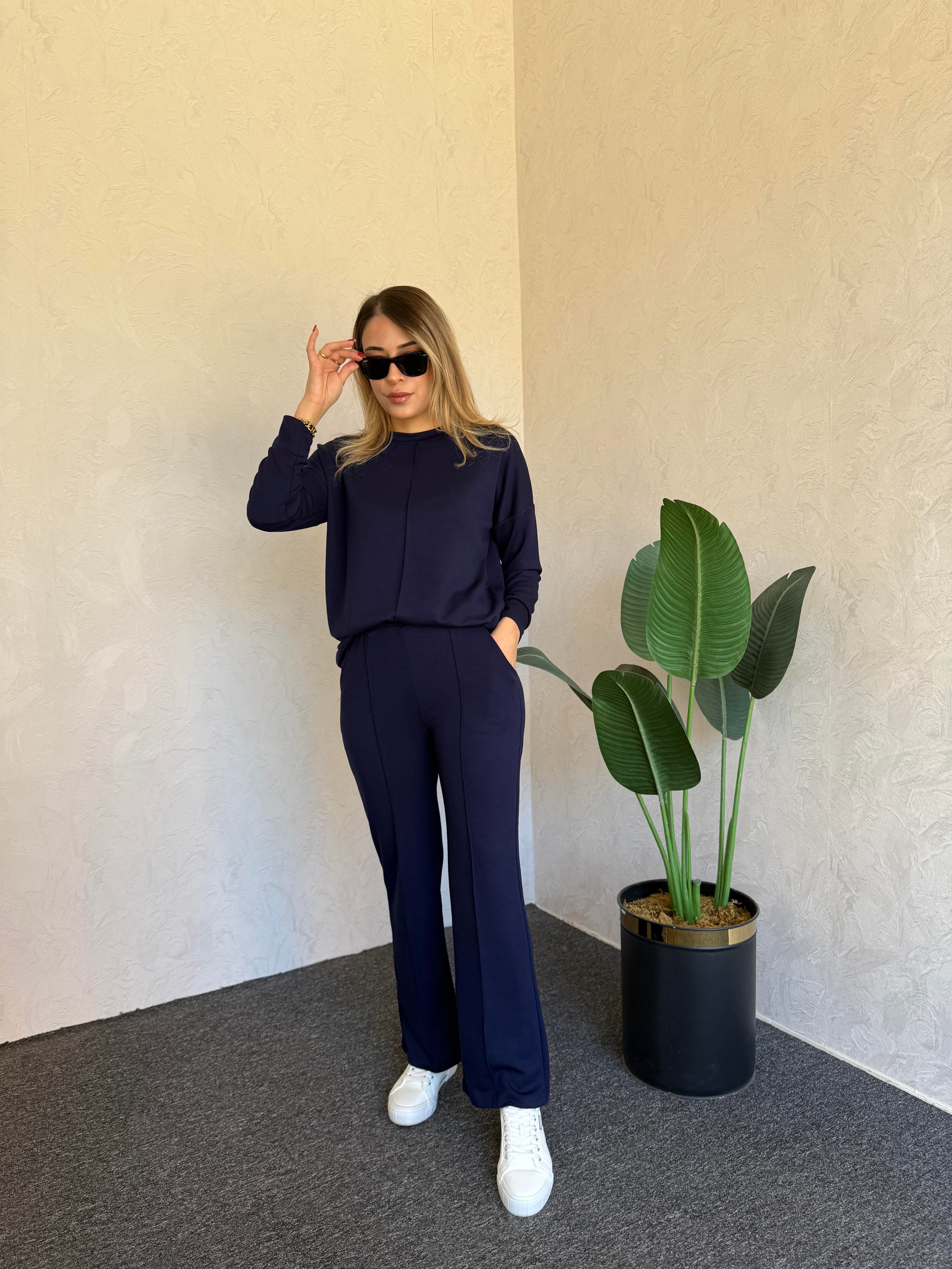 Uzun Kol Modal Takım Lacivert - 1076