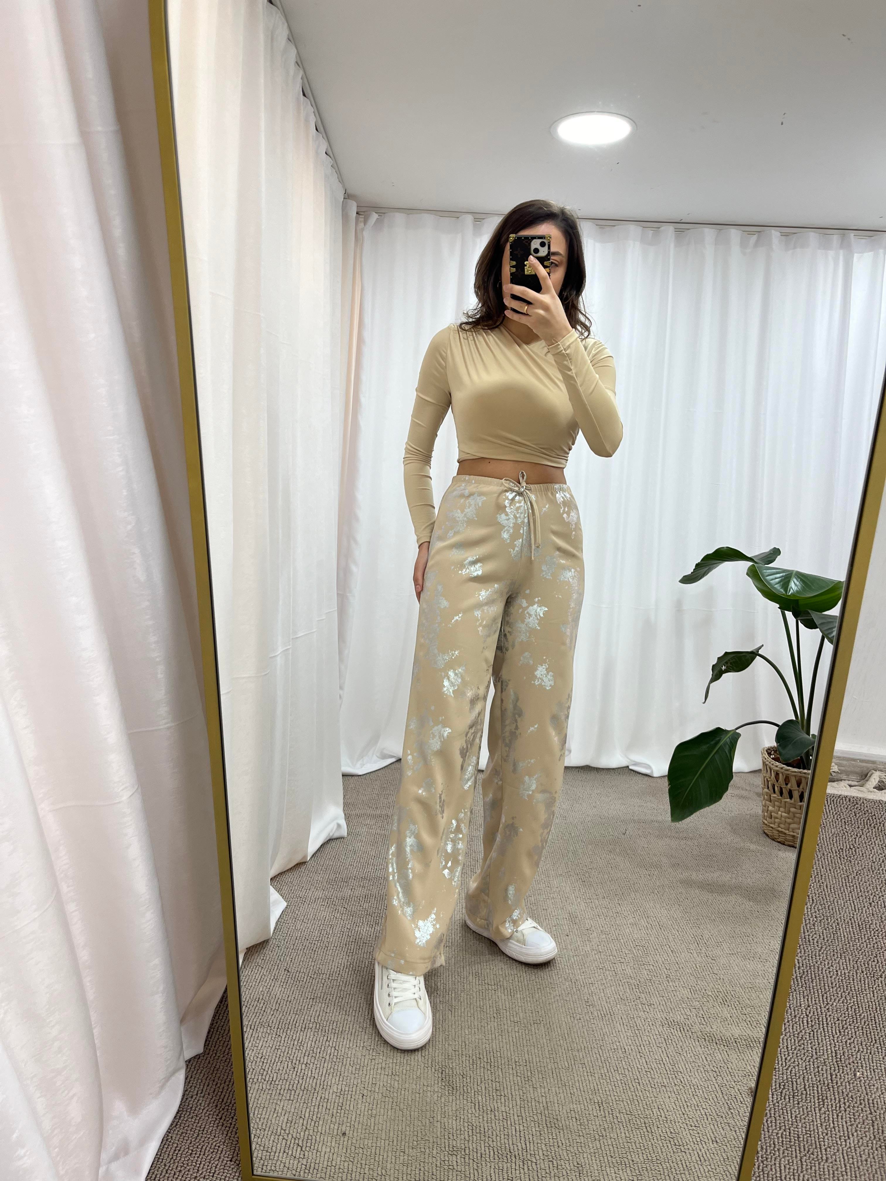 ZARA MODEL VARAKLI PANTOLON KREM