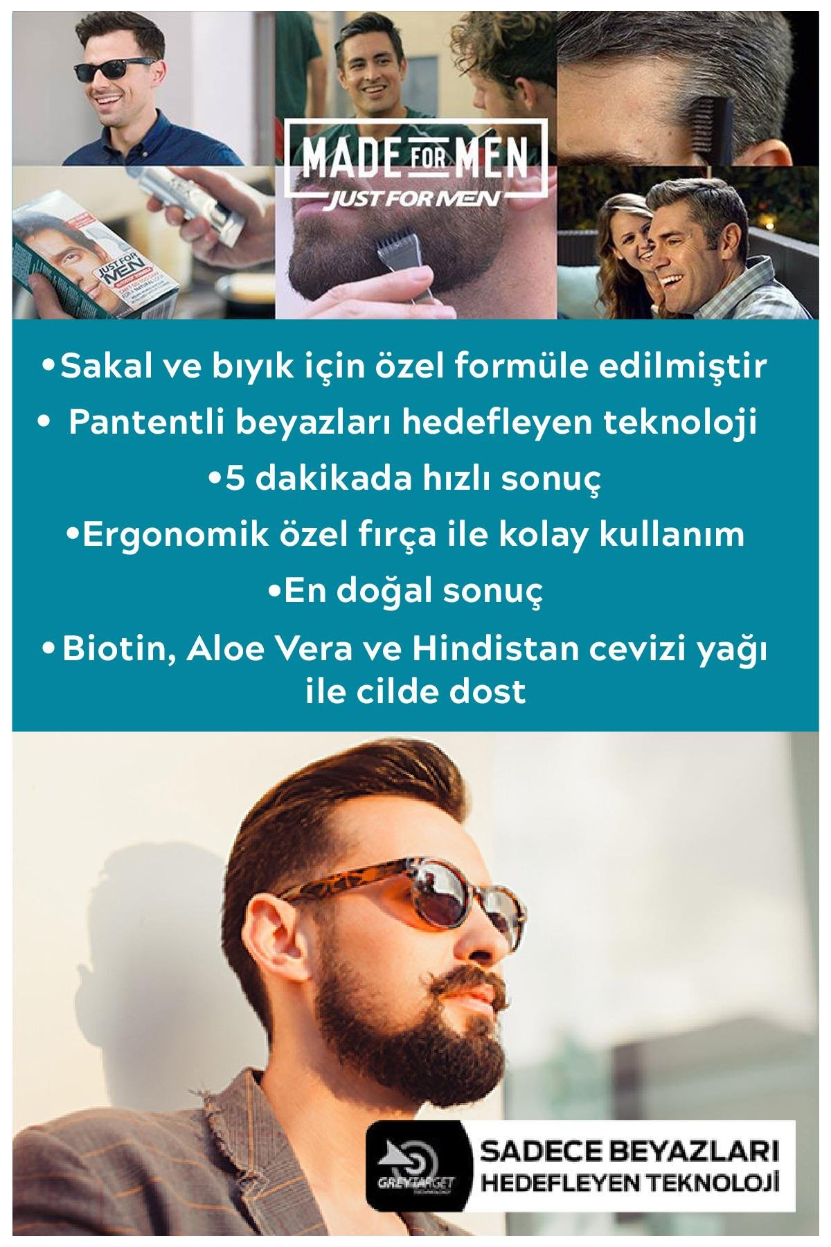 Sakal & Bıyık Boyası Orta Kahve 3'lü Set