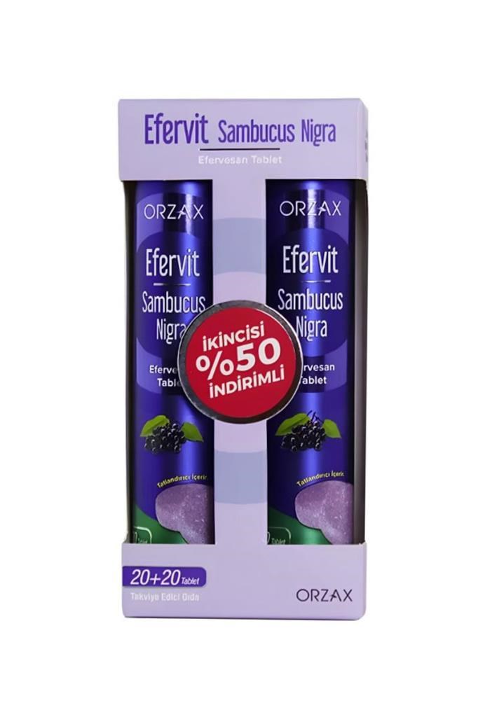 Efervit Sambucus Nigra 20 + 20 İkincisi indirimli PaketEfervit Sambucus Nigra 20 Efervesan Tablet 2 AdetEfervit