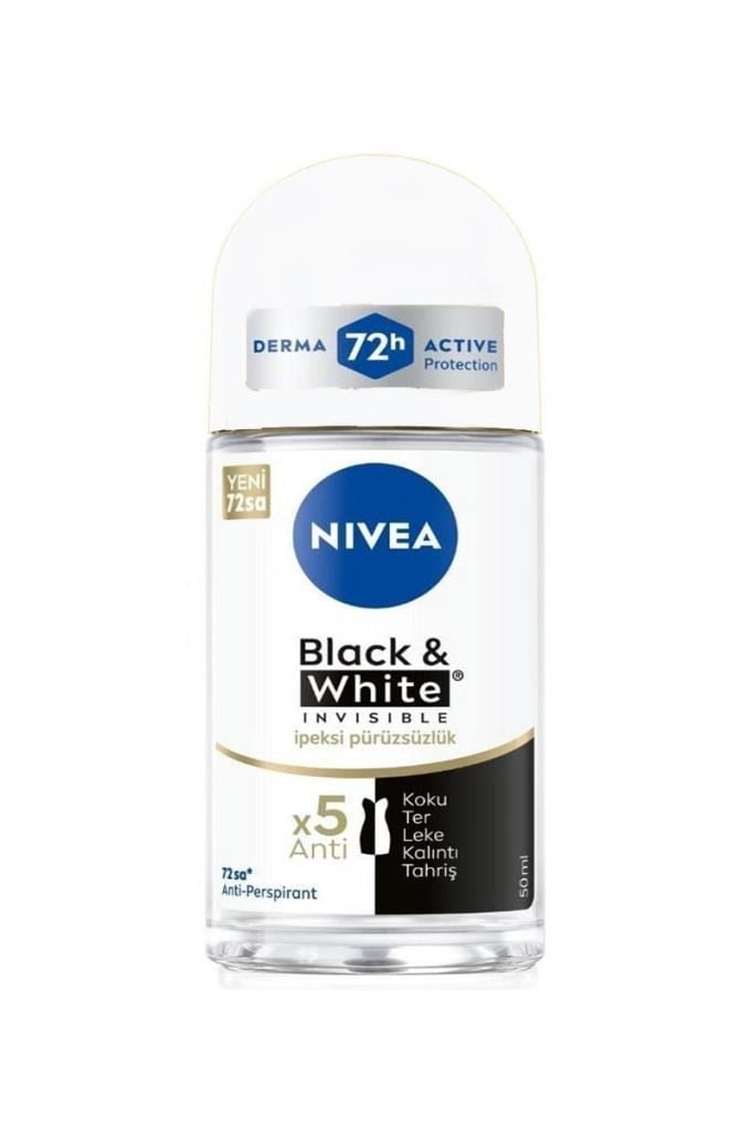 Nivea Black & White Invisible Roll-On 50 MLNivea Black & White Invisible Roll On For Women İpeksi Pürüzsüzlük 50 mlNivea