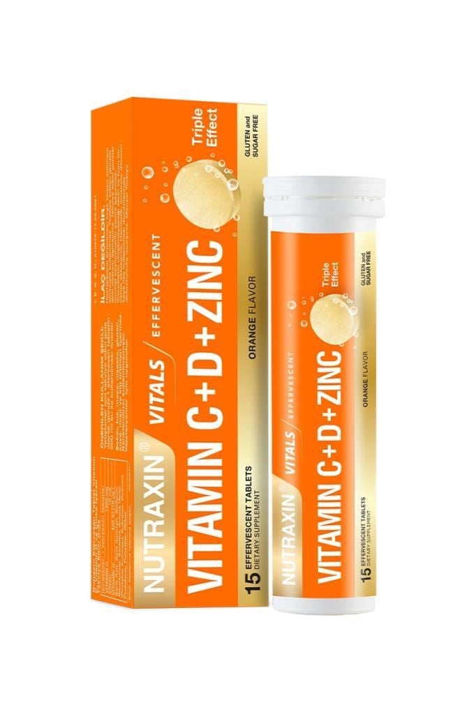 Nutraxin Vitamin C-D ve Çinko 15  Efervesan Tablet Nutraxin