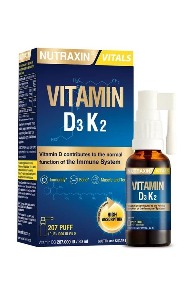 Nutraxin Vitamin D3K2 Sprey 30 ml TakviyeNutraxin Vitamin D3K2 Sprey 30 mlNutraxin