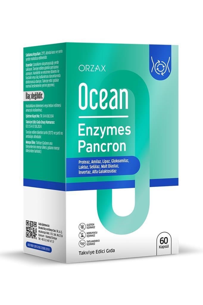 Ocean Enzymes Pacron 60 Kapsül Sindirim Enzimleri | Hızlı KargoOcean Enzymes Pancron 60 KapsülOcean