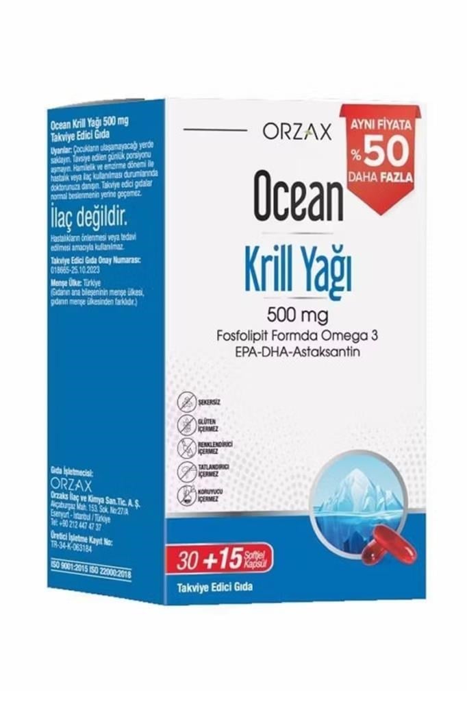 Ocean Krill Oil 500 Mg 45 Kapsül - %50 Daha FazlaOcean Krill Oil 500 Mg 45 Kapsül - %50 Daha FazlaOcean