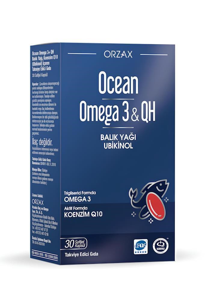 Ocean Omega 3 QH 30 Kapsül - EPA, DHA ve Q10 | Hızlı KargoOcean Omega 3 QH 30 KapsülOcean